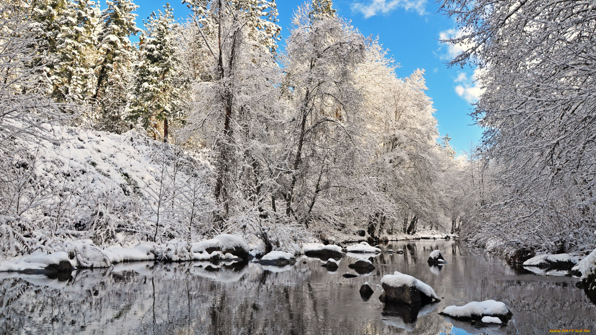 природа, реки, озера, зима, река, деревья, лес, пейзаж