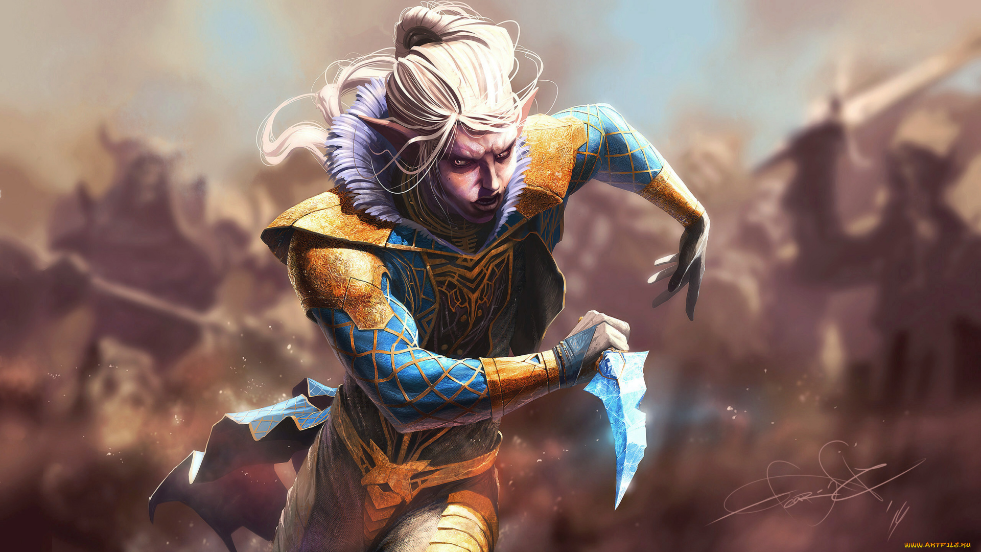 видео, игры, lineage, ii, эльф, нож, парень, игра, воин