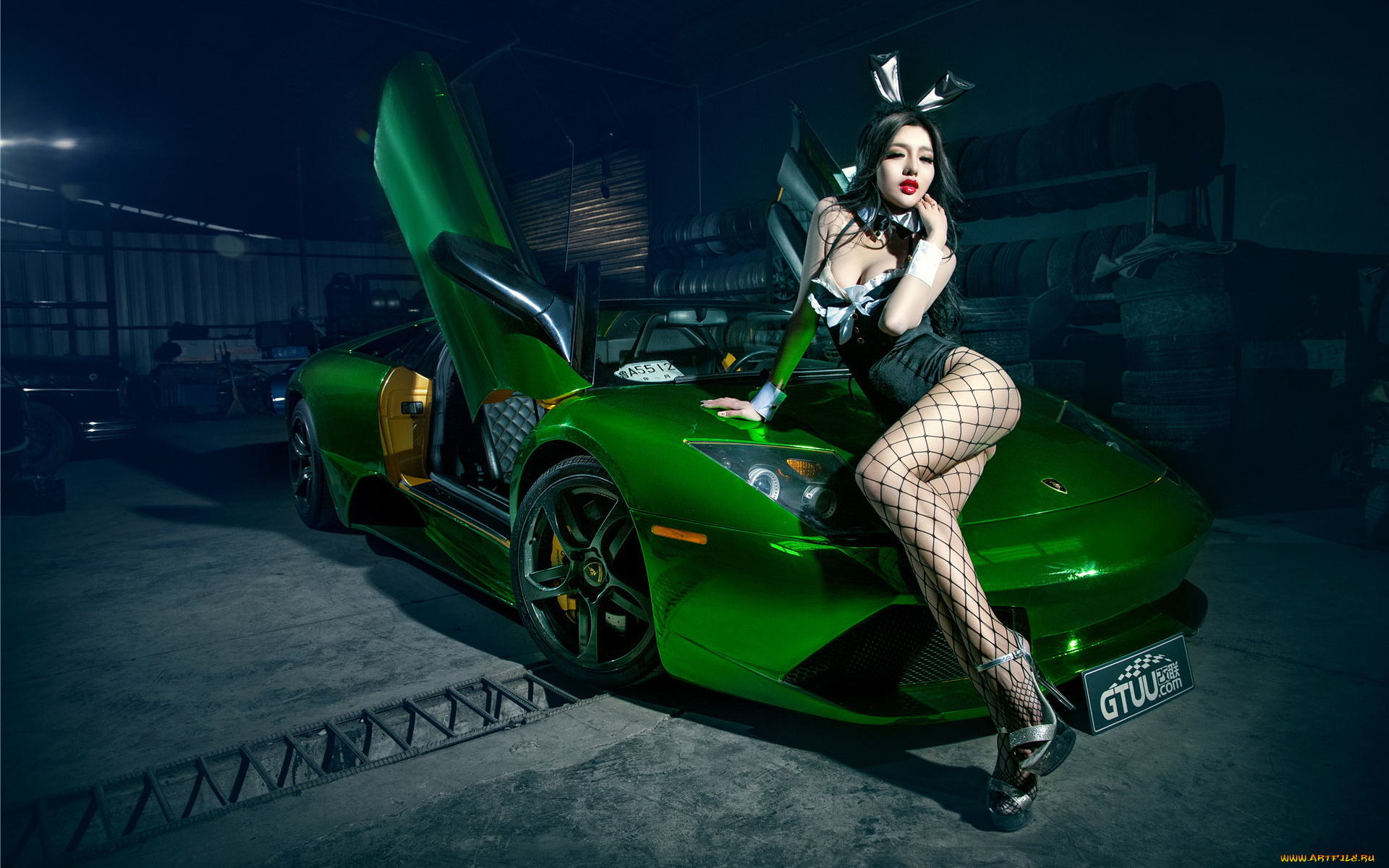 автомобили, авто, с, девушками, азиатка, автомобиль, девушка