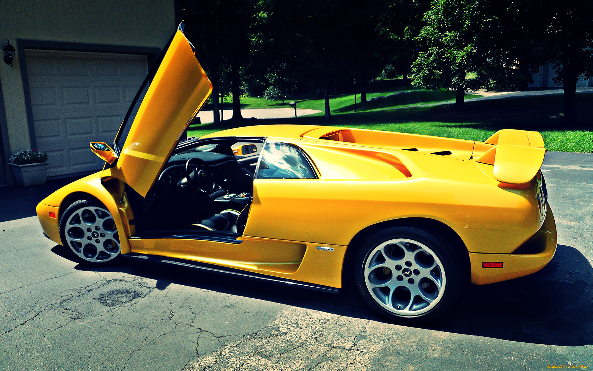 автомобили, выставки, и, уличные, фото, желтый, diabolo, lambourghini