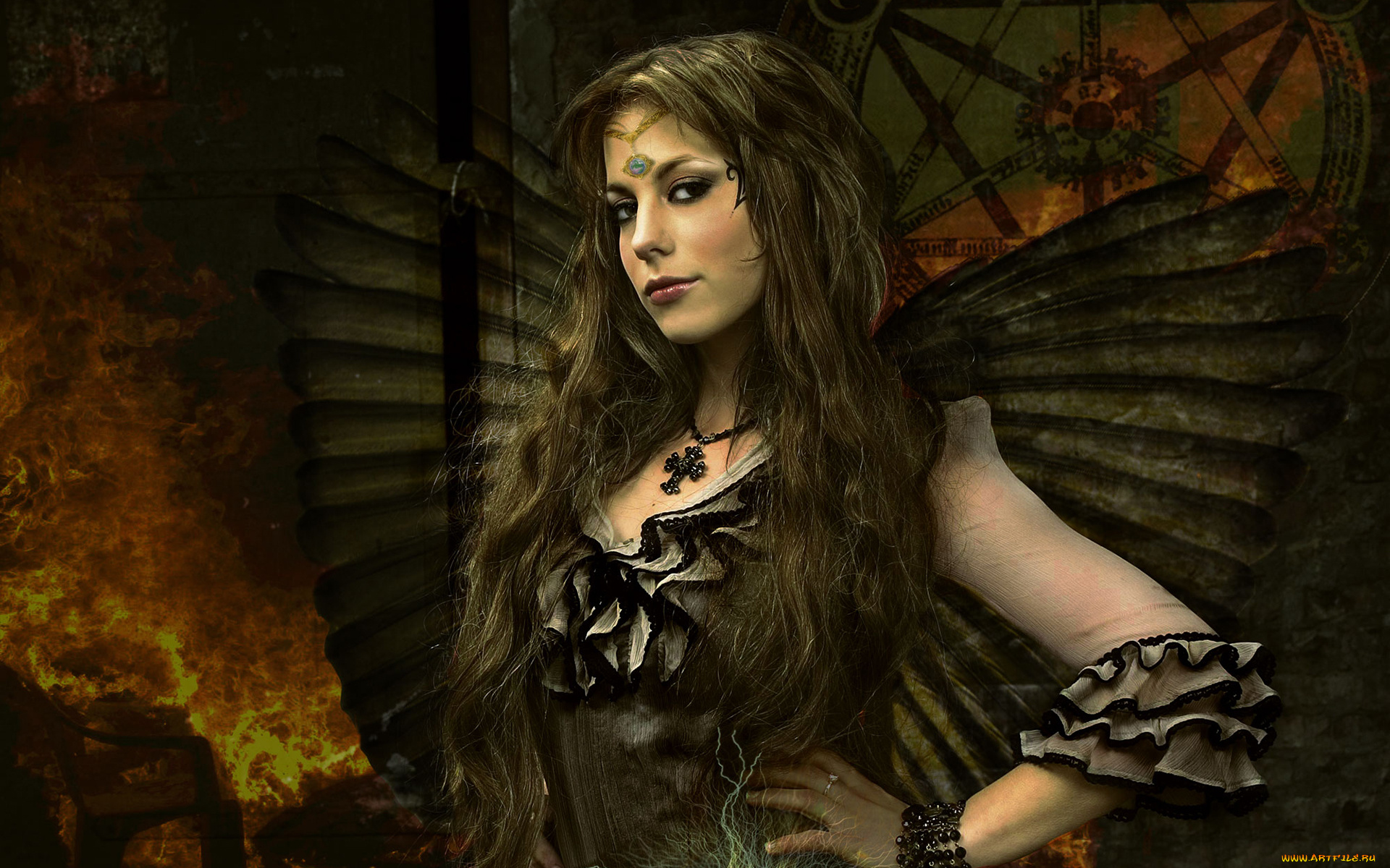 фэнтези, фотоарт, крылья, крест