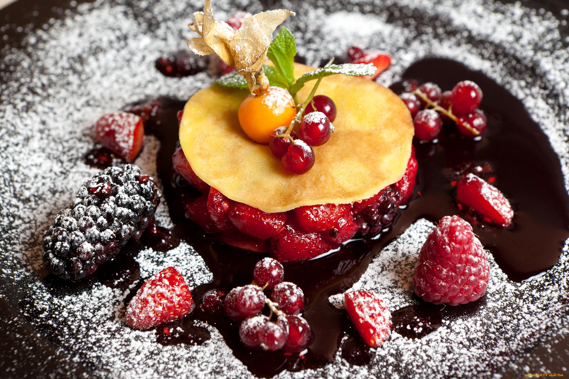 еда, блины, , оладьи, десерт, ягоды, блинчики