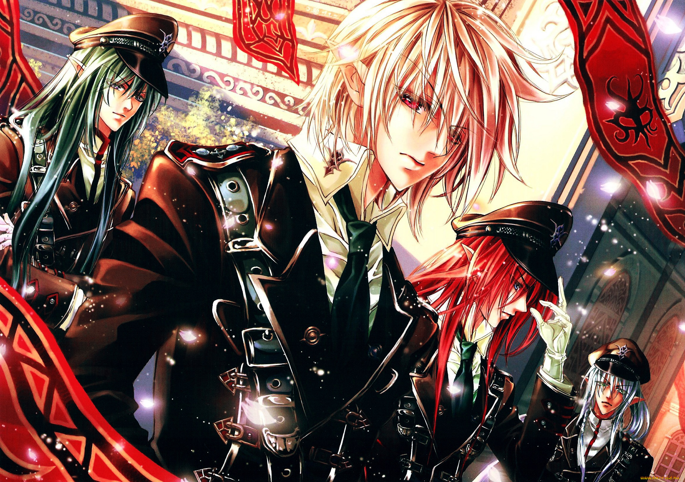 аниме, *unknown, , другое, эльфы, парни, красные, глаза