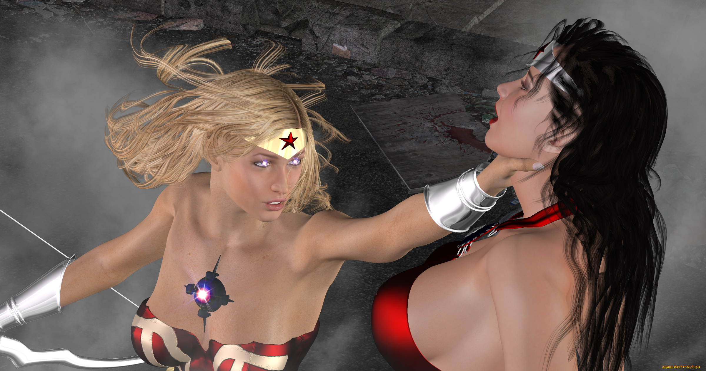 3д, графика, fantasy, , фантазия, драка, супермены