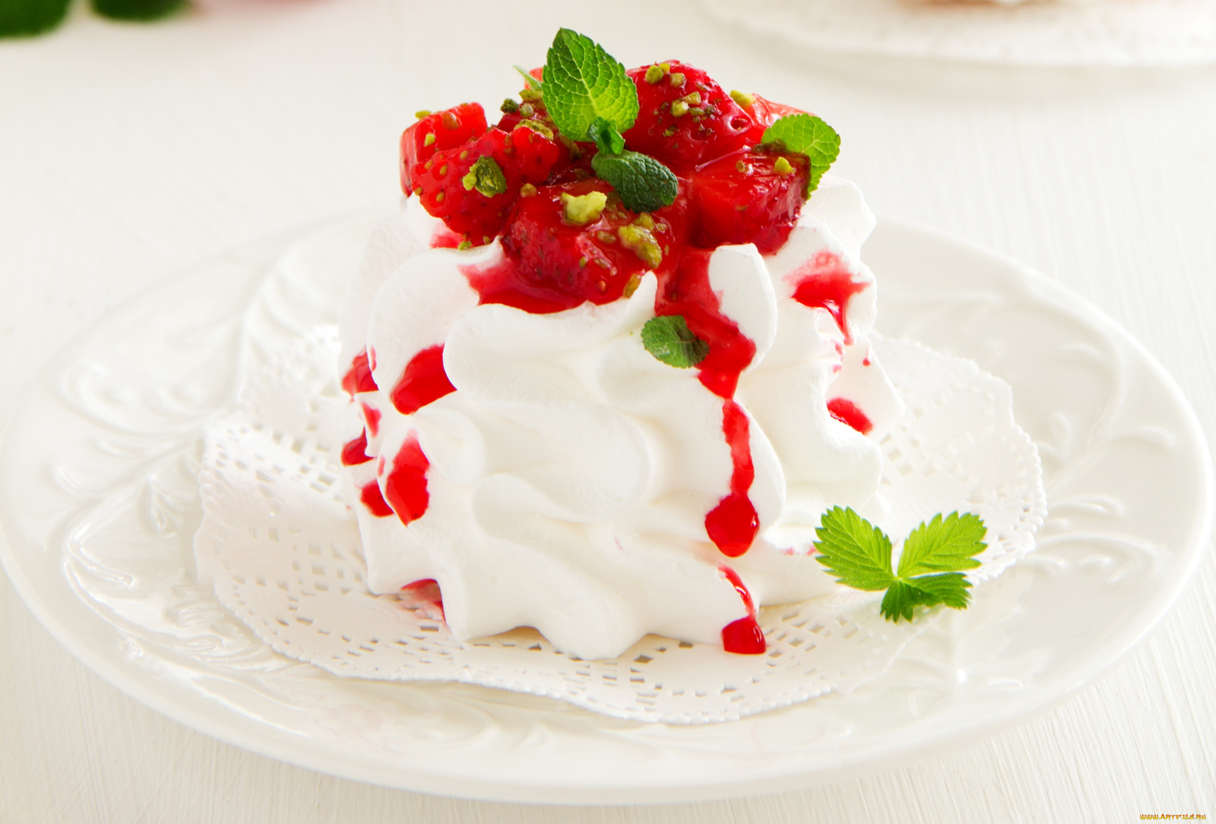 еда, мороженое, , десерты, клубника, безе