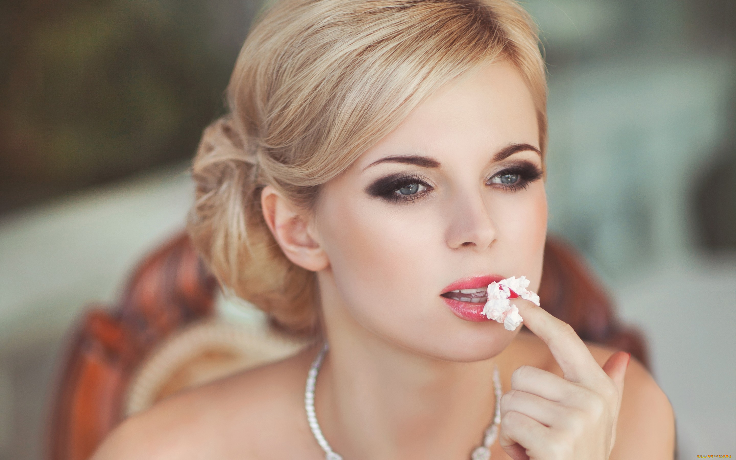 девушки, -unsort, , лица, , портреты, мороженое, blond, девушка, палец, стиль