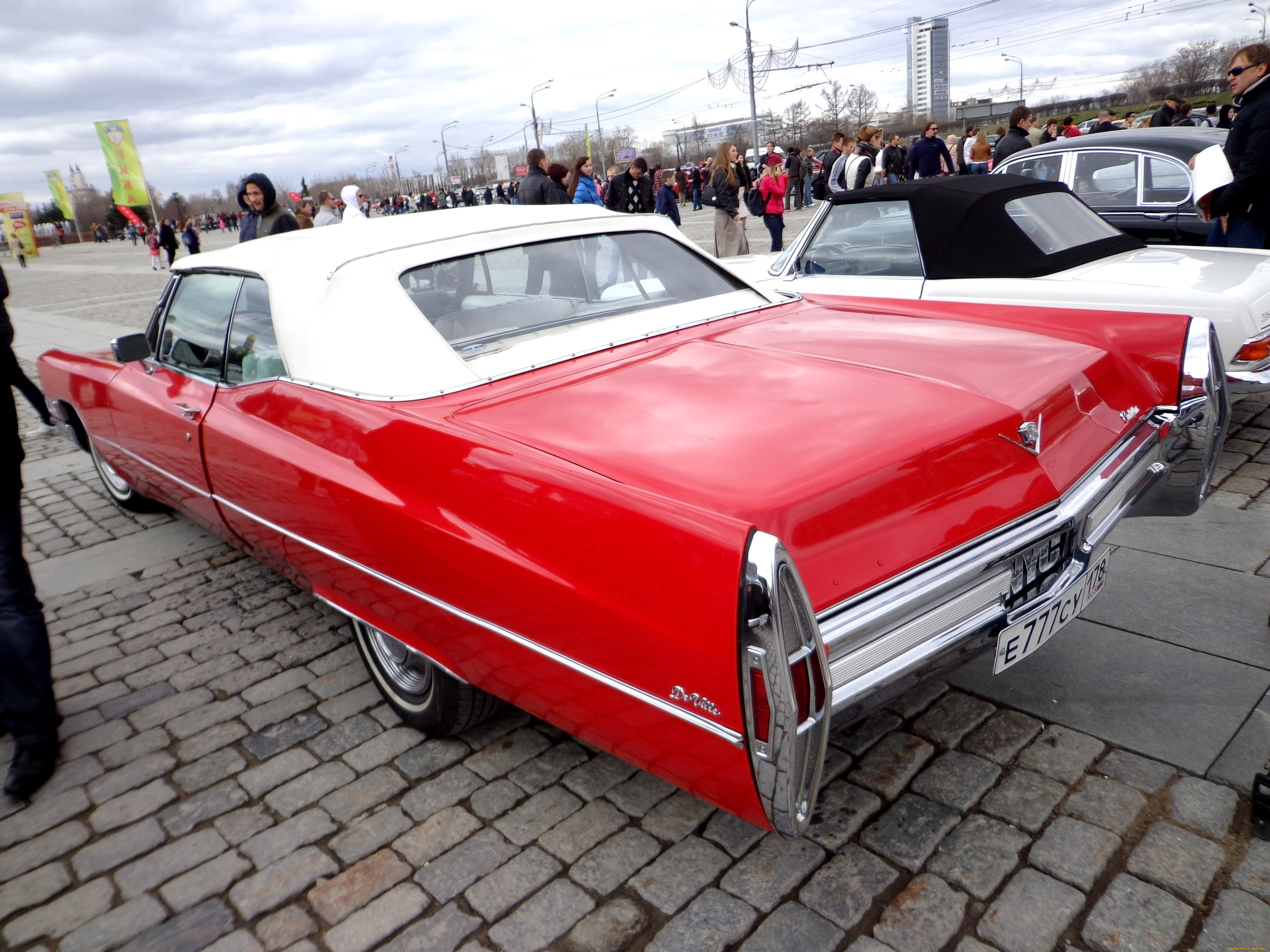 автомобили, выставки, и, уличные, фото, красный, cadillac