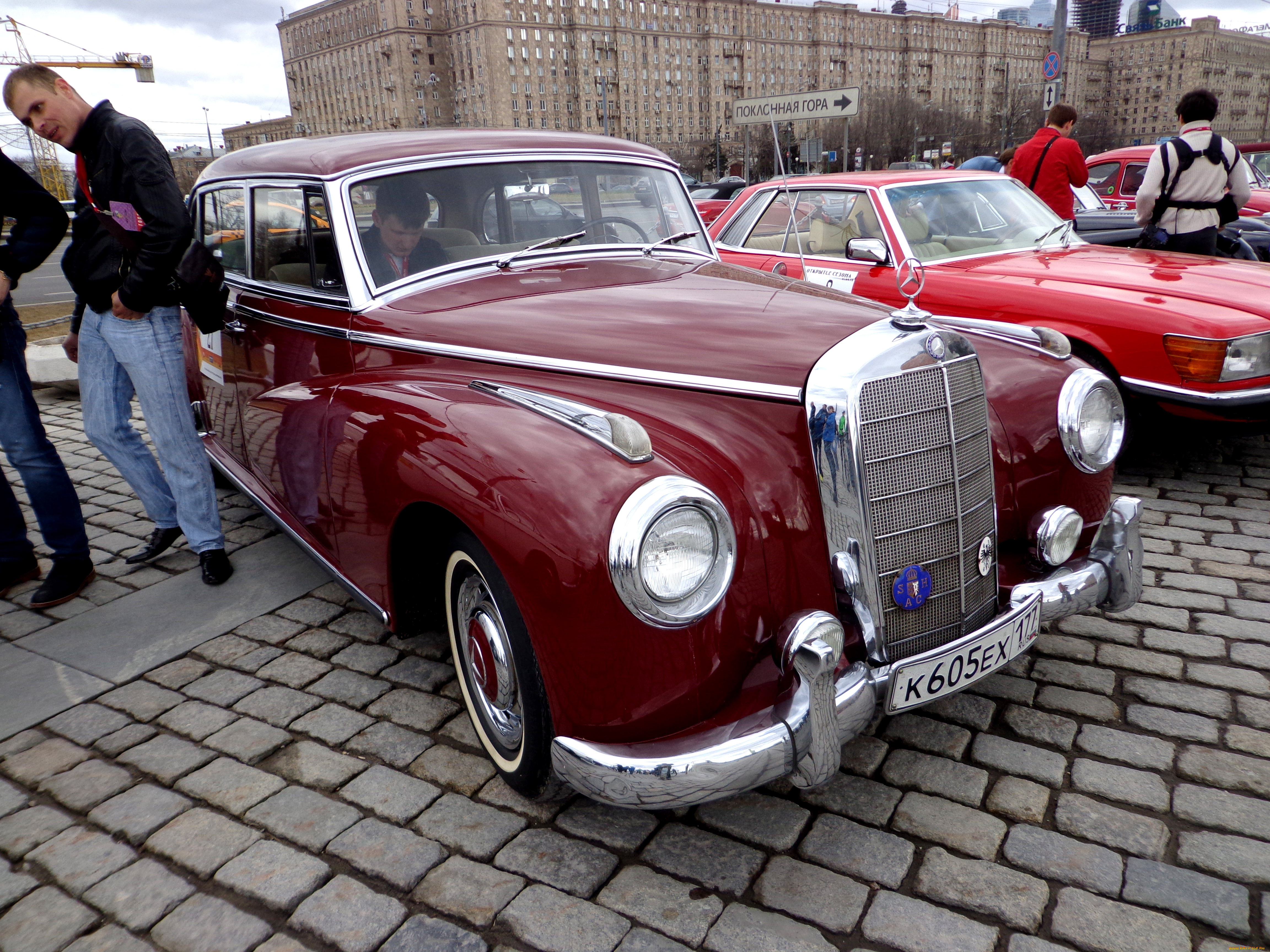 автомобили, выставки, и, уличные, фото, красный, mercedes-benz