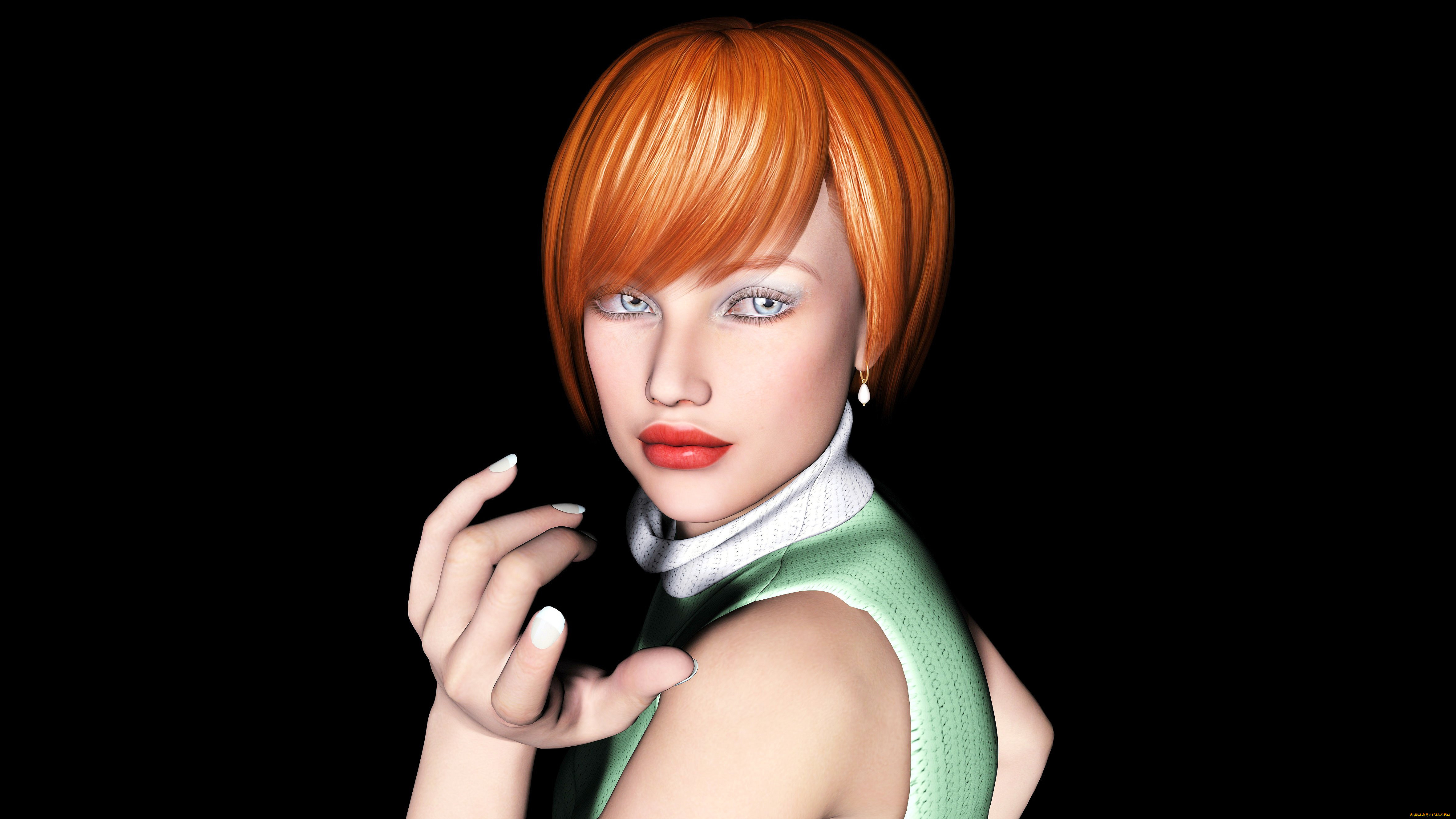 3д, графика, people, , люди, девушка, взгляд, рыжая