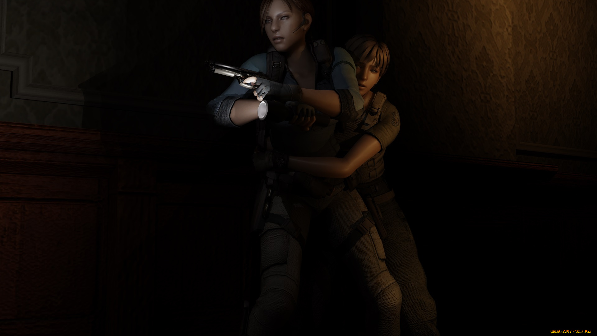 3д, графика, фантазия, , fantasy, фон, оружие, взгляд, девушка, мальчик