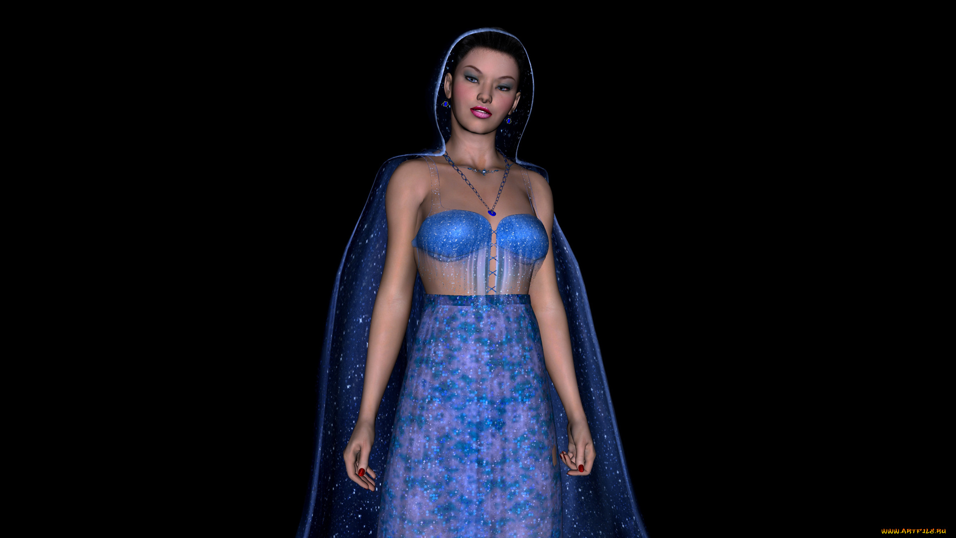 3д, графика, люди, , people, накидка, фон, взгляд, девушка