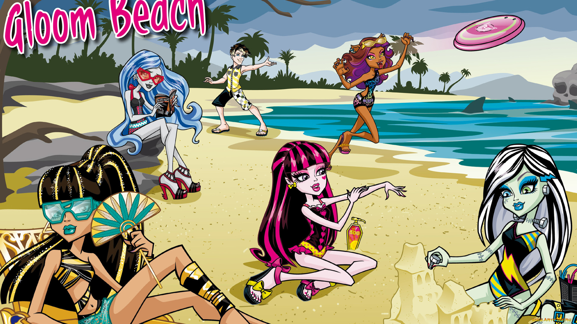 monster, high, мультфильмы, -, monster, high, персонажи, песок, девушки, монстры, пляж, monster, high