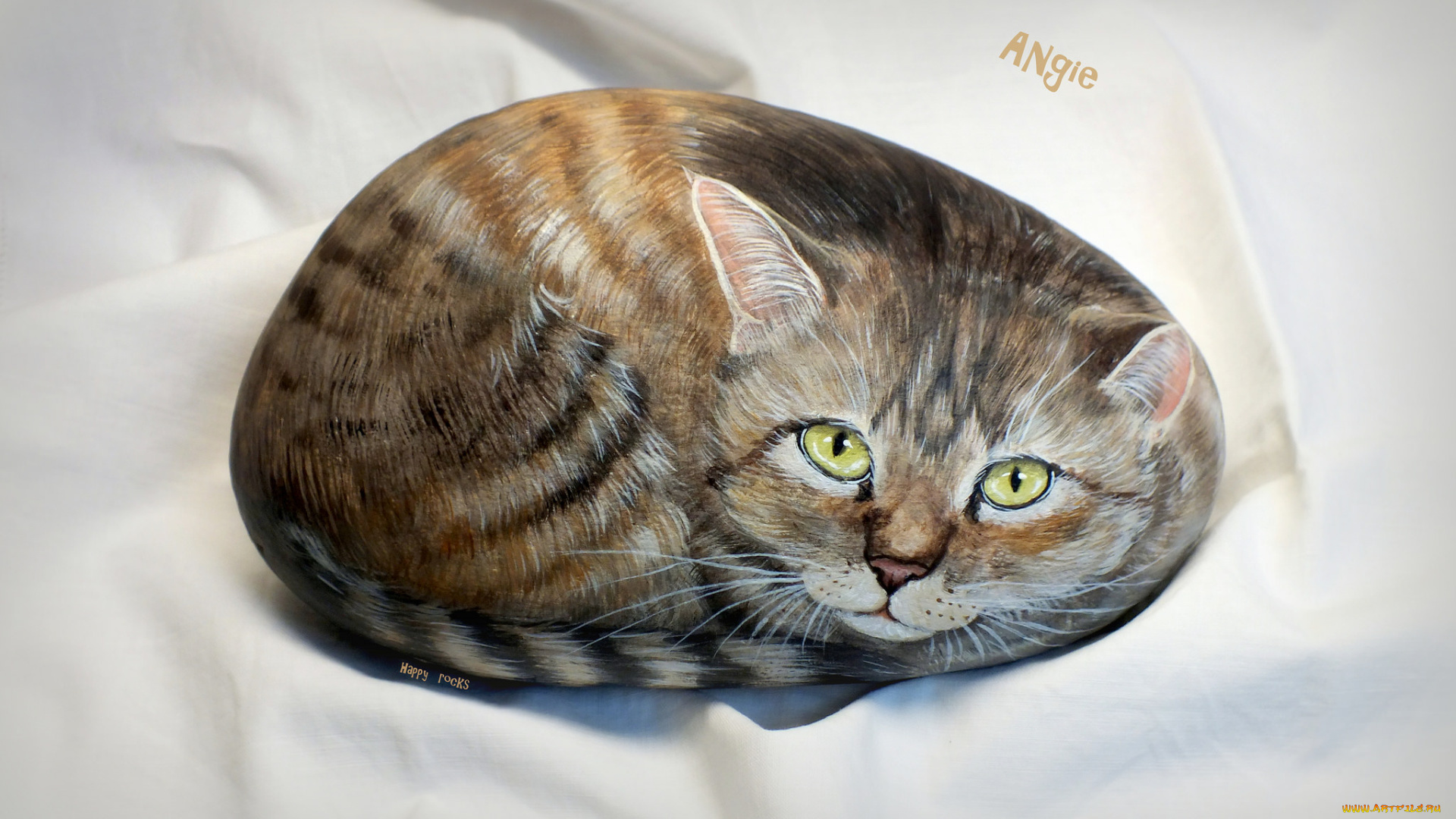 разное, ремесла, , поделки, , рукоделие, камень, ткань, рисунок, кот