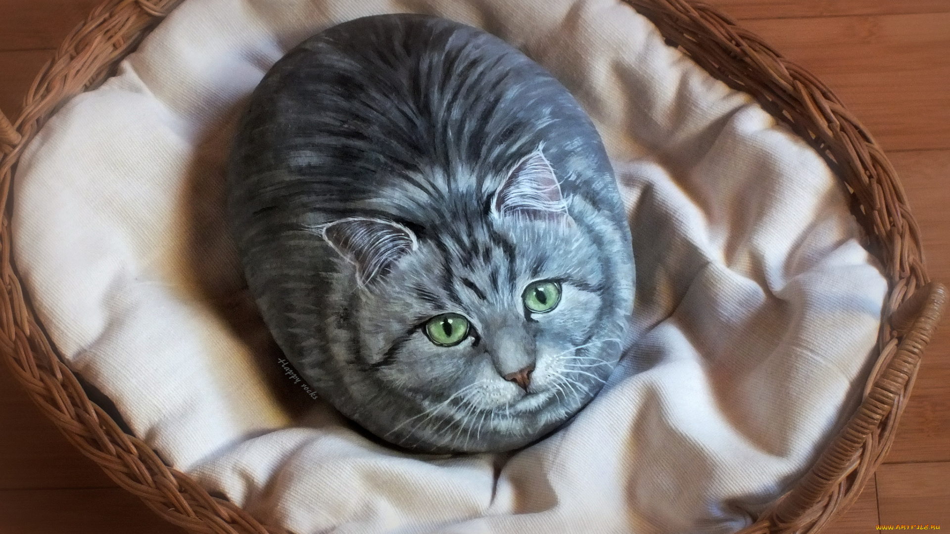 разное, ремесла, , поделки, , рукоделие, ткань, рисунок, кот, камень