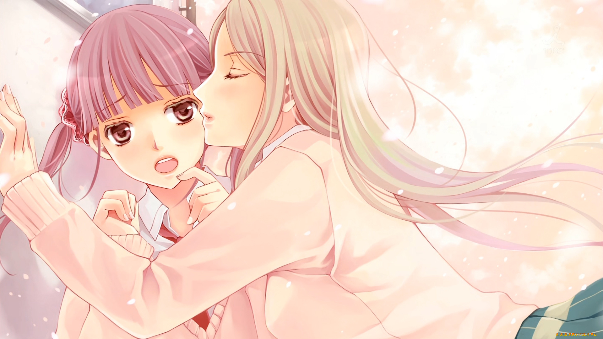 sakura, trick, аниме, unknown, , другое, поцелуй, девушки, арт, noda, kotone, minami, shizuku, sakura, trick