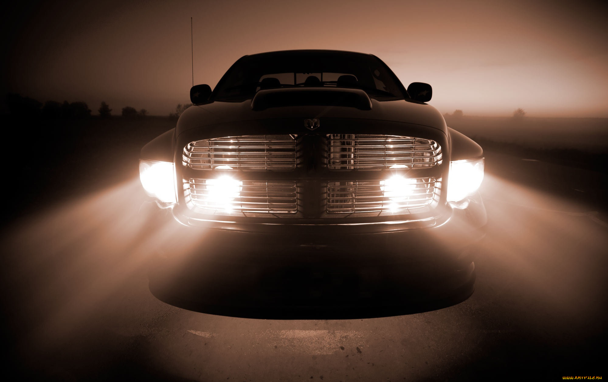 dodge, автомобили, свет, фары, решетка