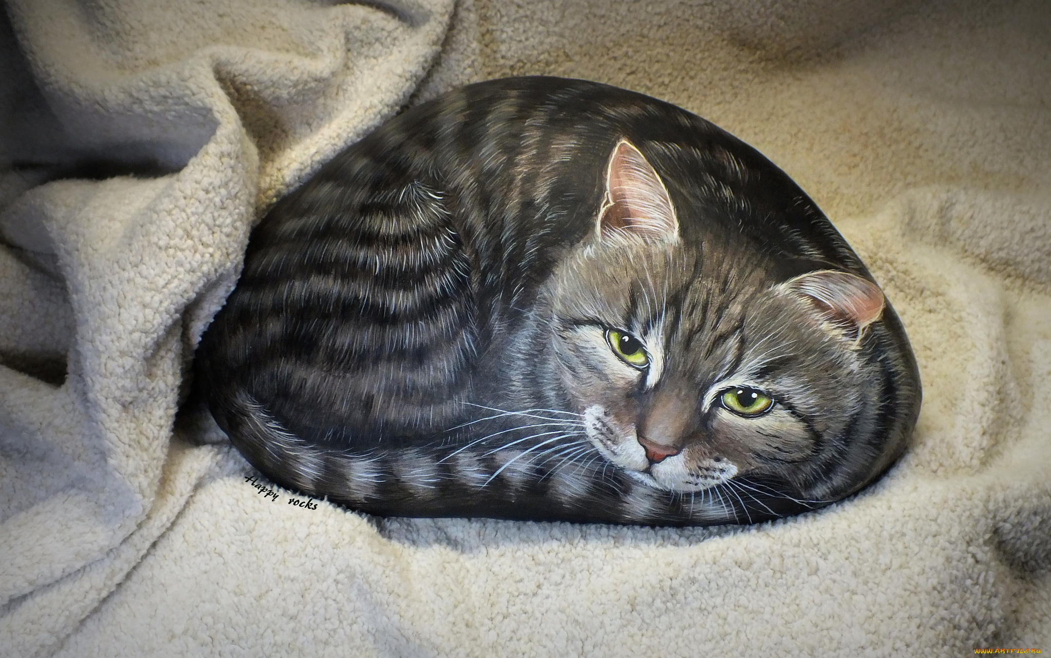 разное, ремесла, , поделки, , рукоделие, ткань, рисунок, кот, камень