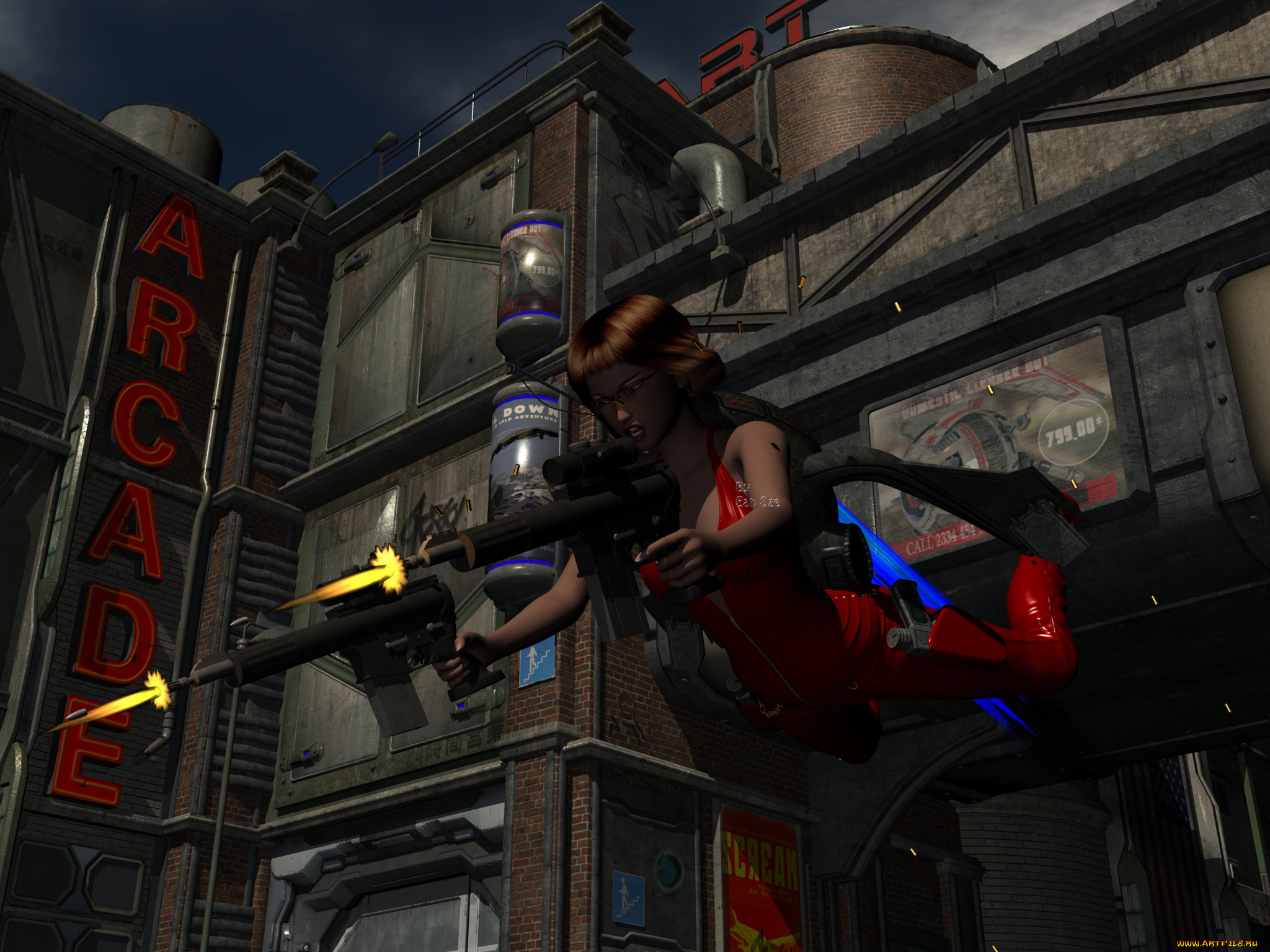 3д, графика, фантазия, , fantasy, оружие, фон, взгляд, девушка