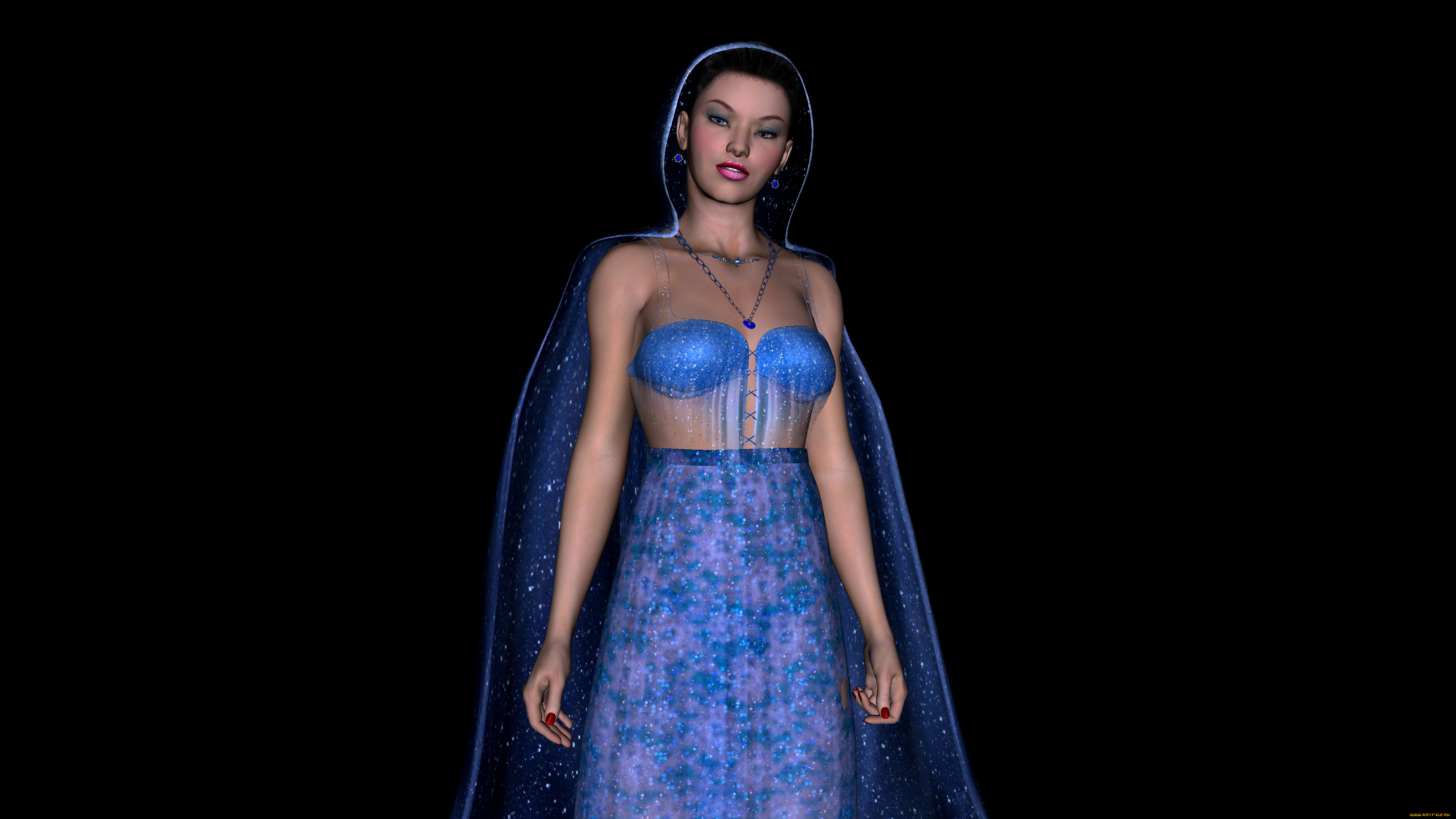 3д, графика, люди, , people, накидка, фон, взгляд, девушка