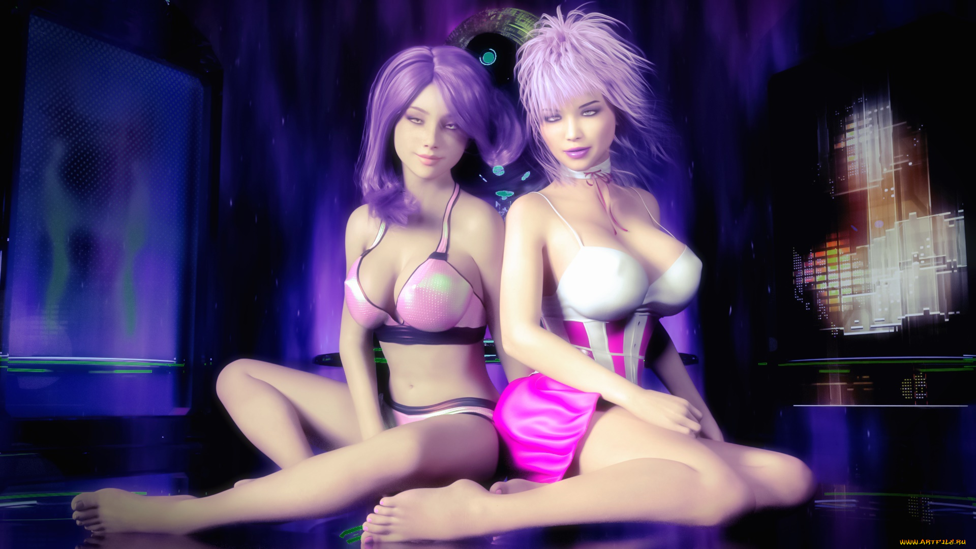 3д, графика, люди, , people, девушки, взгляд, фон