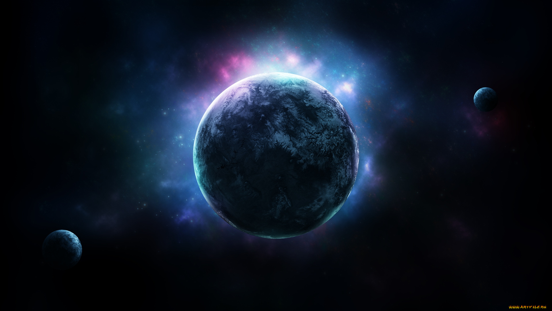 космос, арт, звезды, галактика, вселенная, планеты