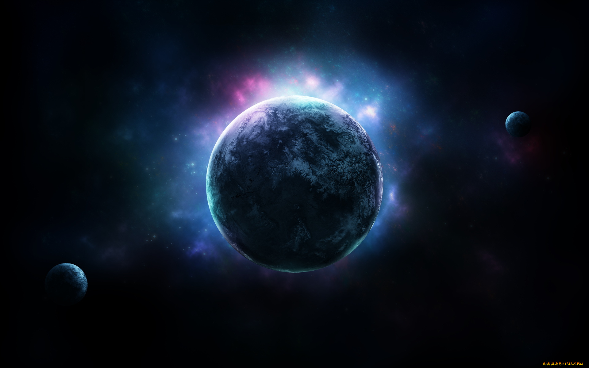 космос, арт, звезды, галактика, вселенная, планеты