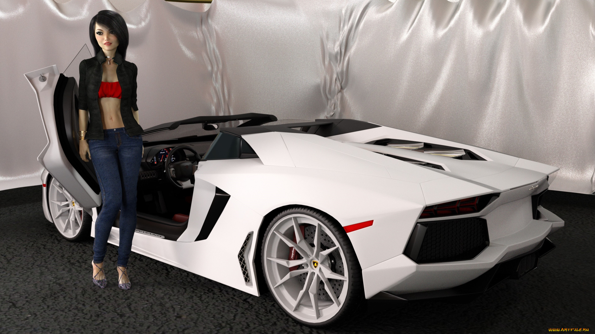 3д, графика, люди-авто, мото, , people-, car, , , moto, фон, взгляд, девушка
