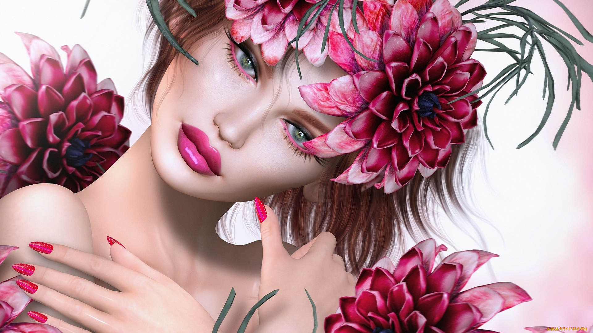 3д, графика, портрет, , portraits, фон, взгляд, девушка