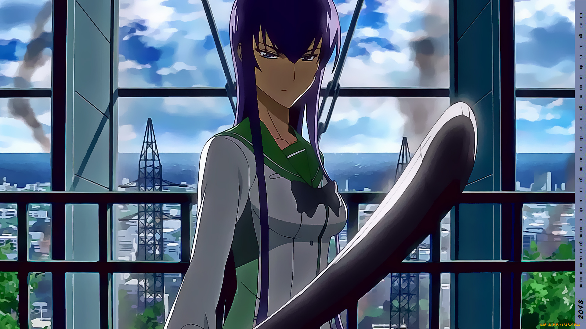 календари, аниме, девушка, оружие, взгляд