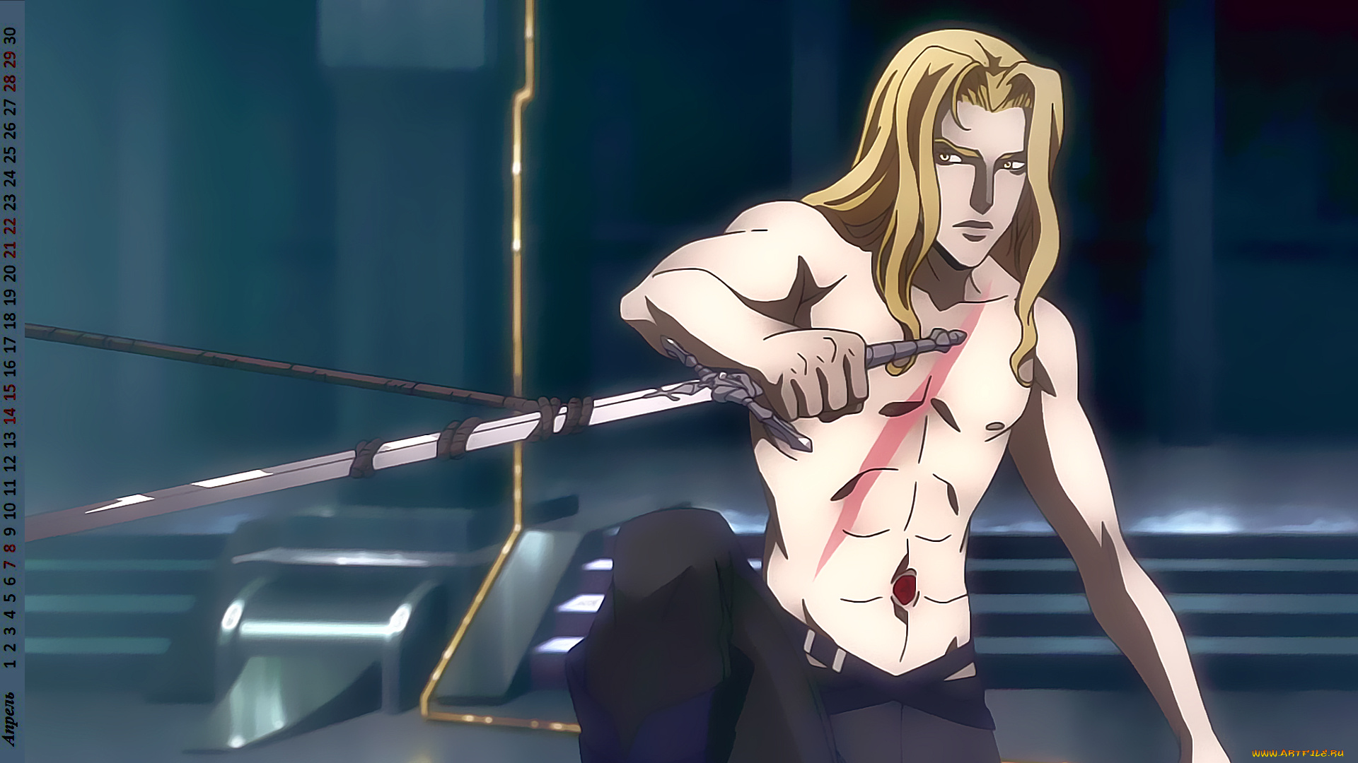 календари, аниме, оружие, взгляд, мужчина