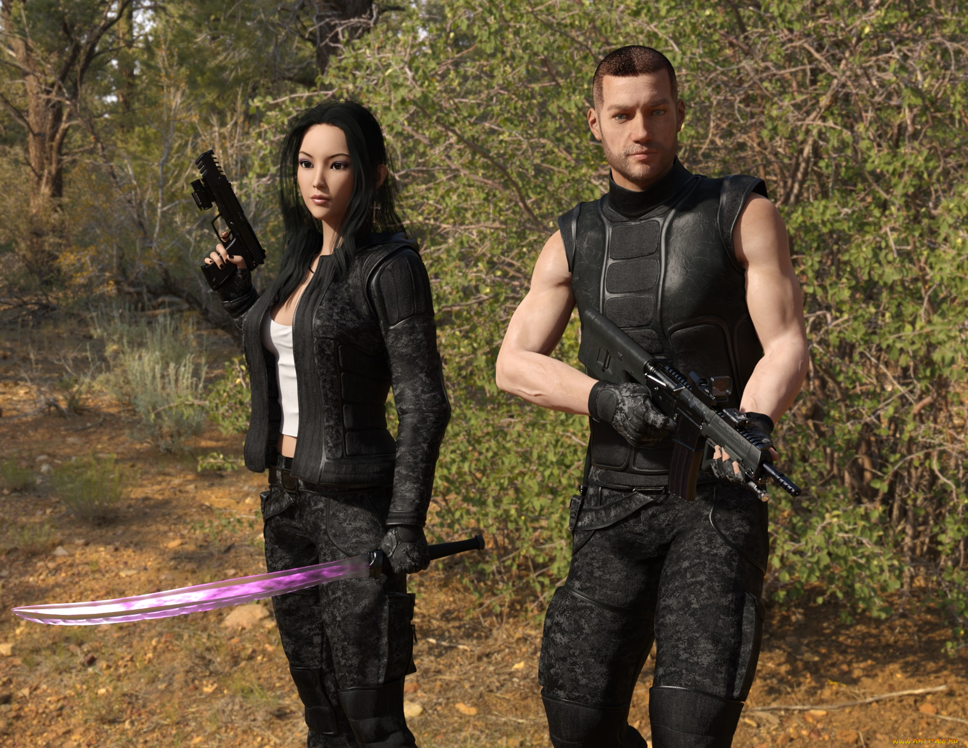 3д, графика, фантазия, , fantasy, оружие, фон, взгляд, девушка