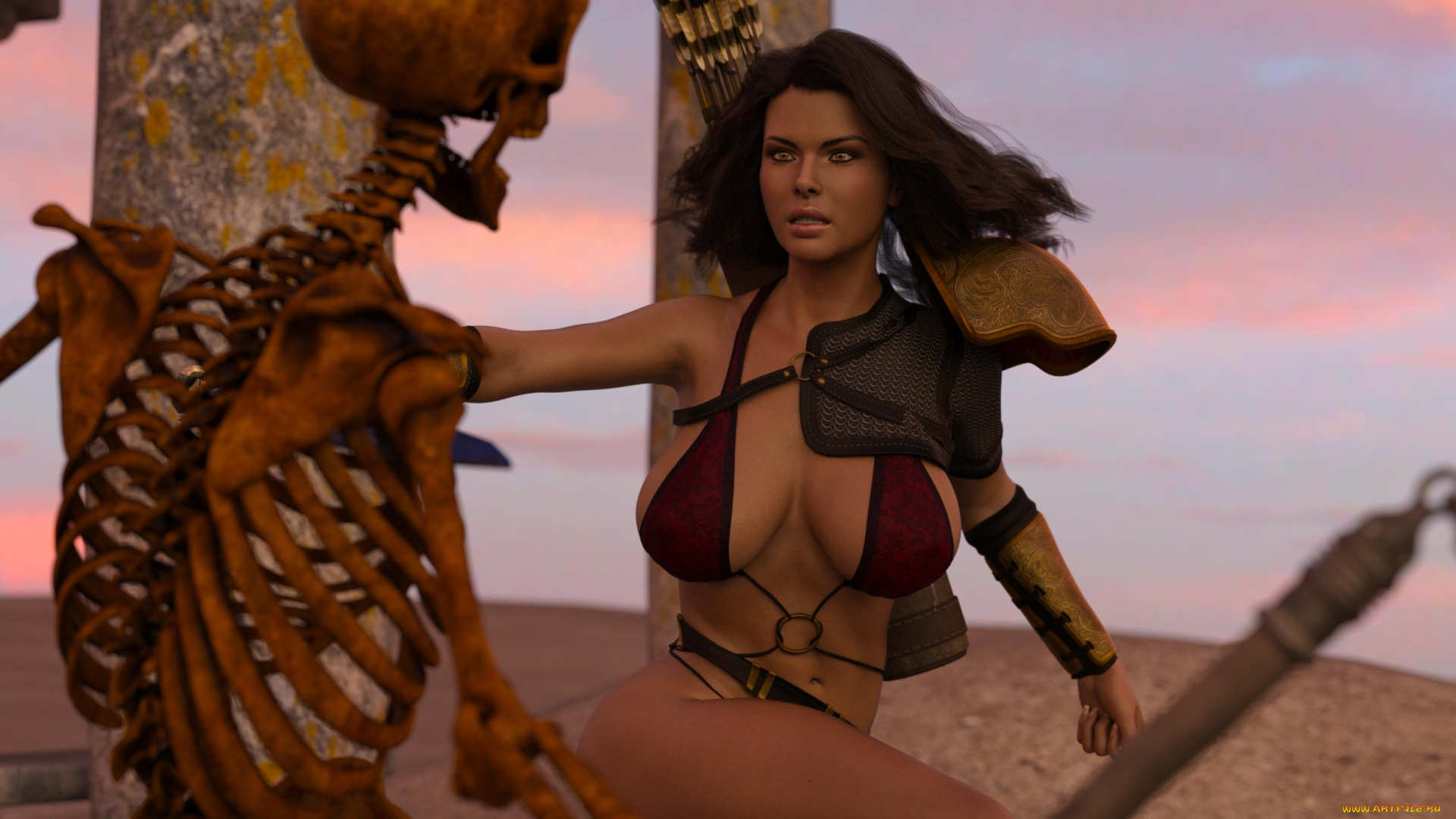 3д, графика, фантазия, , fantasy, фон, взгляд, девушка