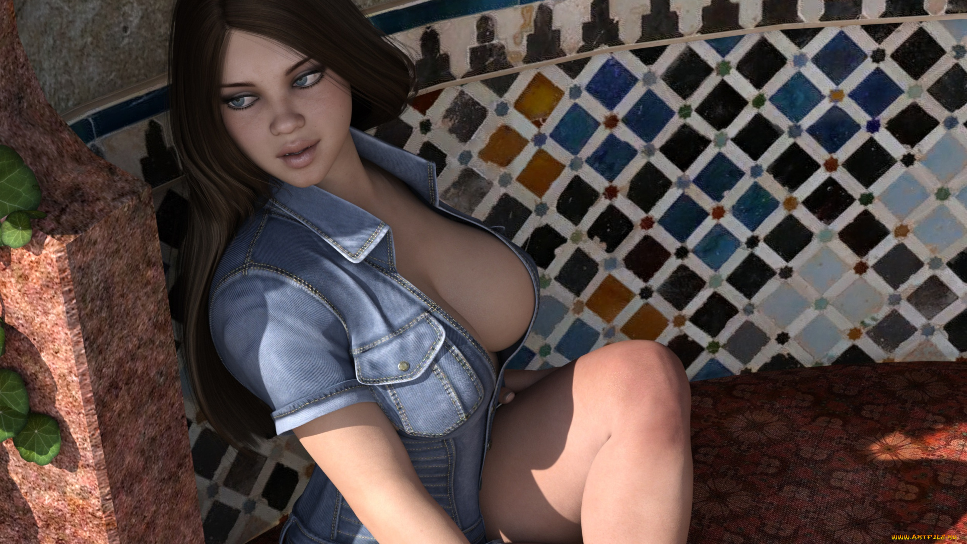 3д, графика, люди, , people, девушка, взгляд, фон