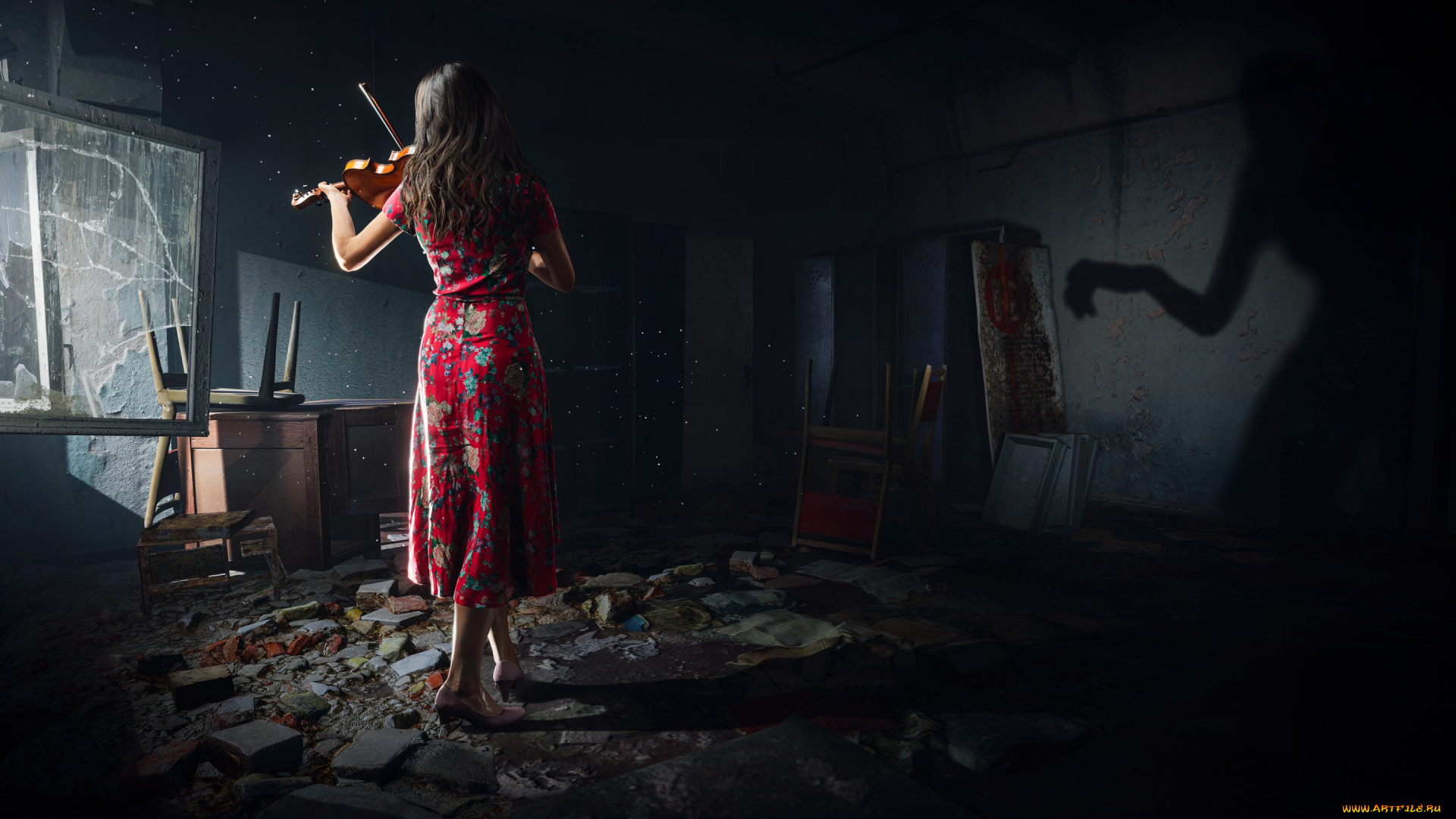 музыка, -другое, девушка, взгляд, фон