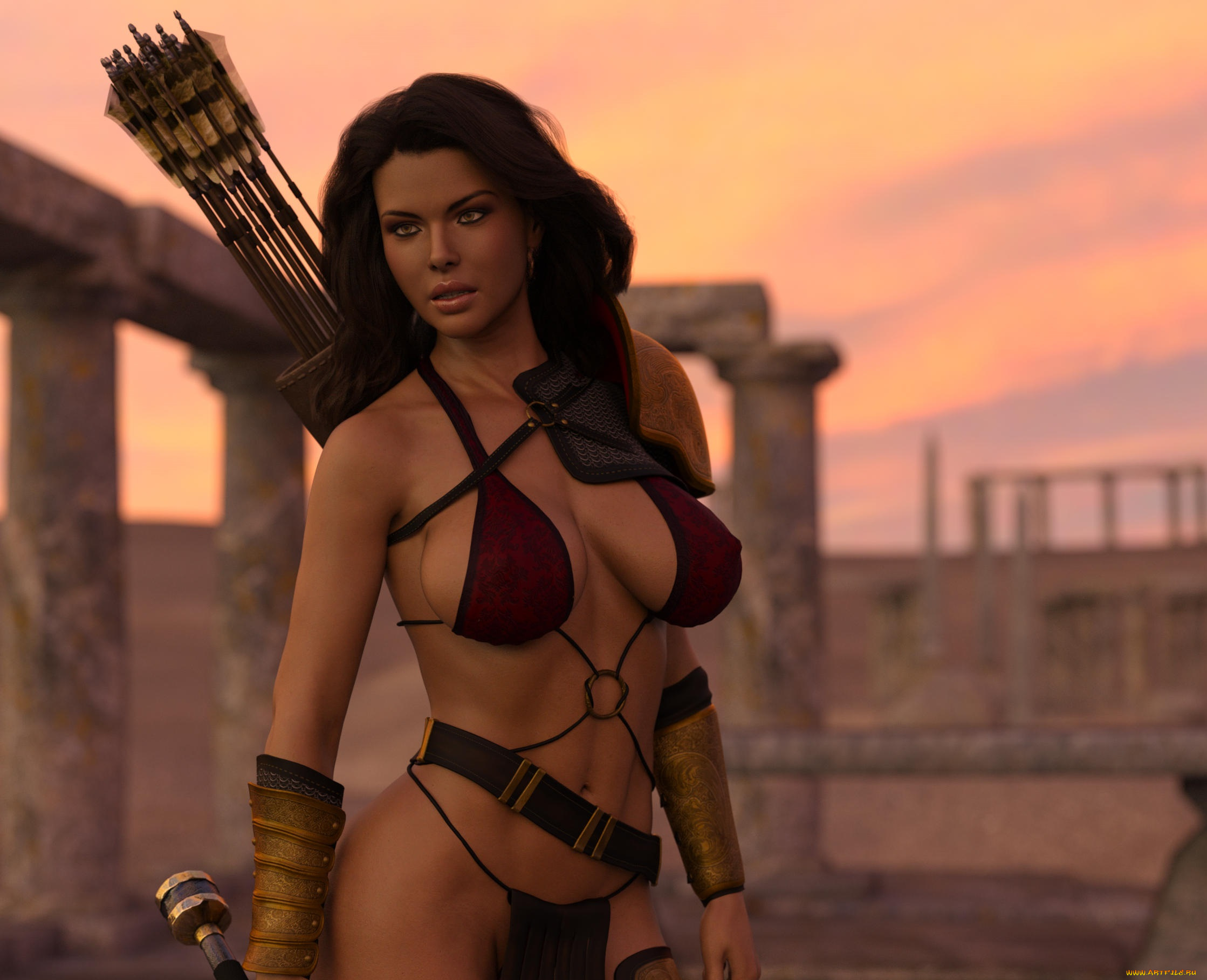 3д, графика, фантазия, , fantasy, фон, взгляд, девушка