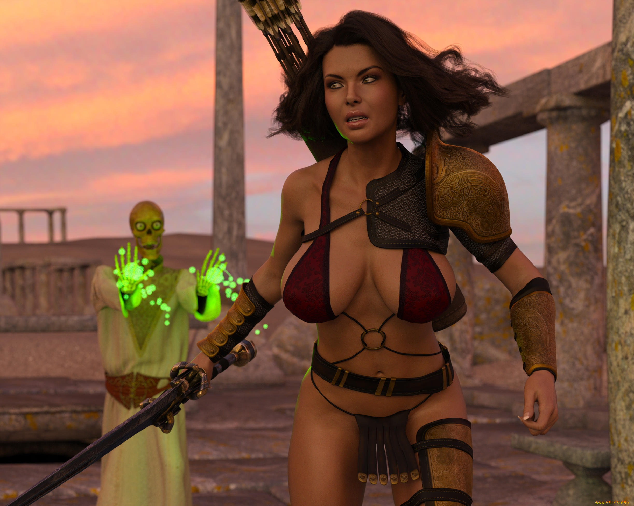 3д, графика, фантазия, , fantasy, фон, взгляд, девушка