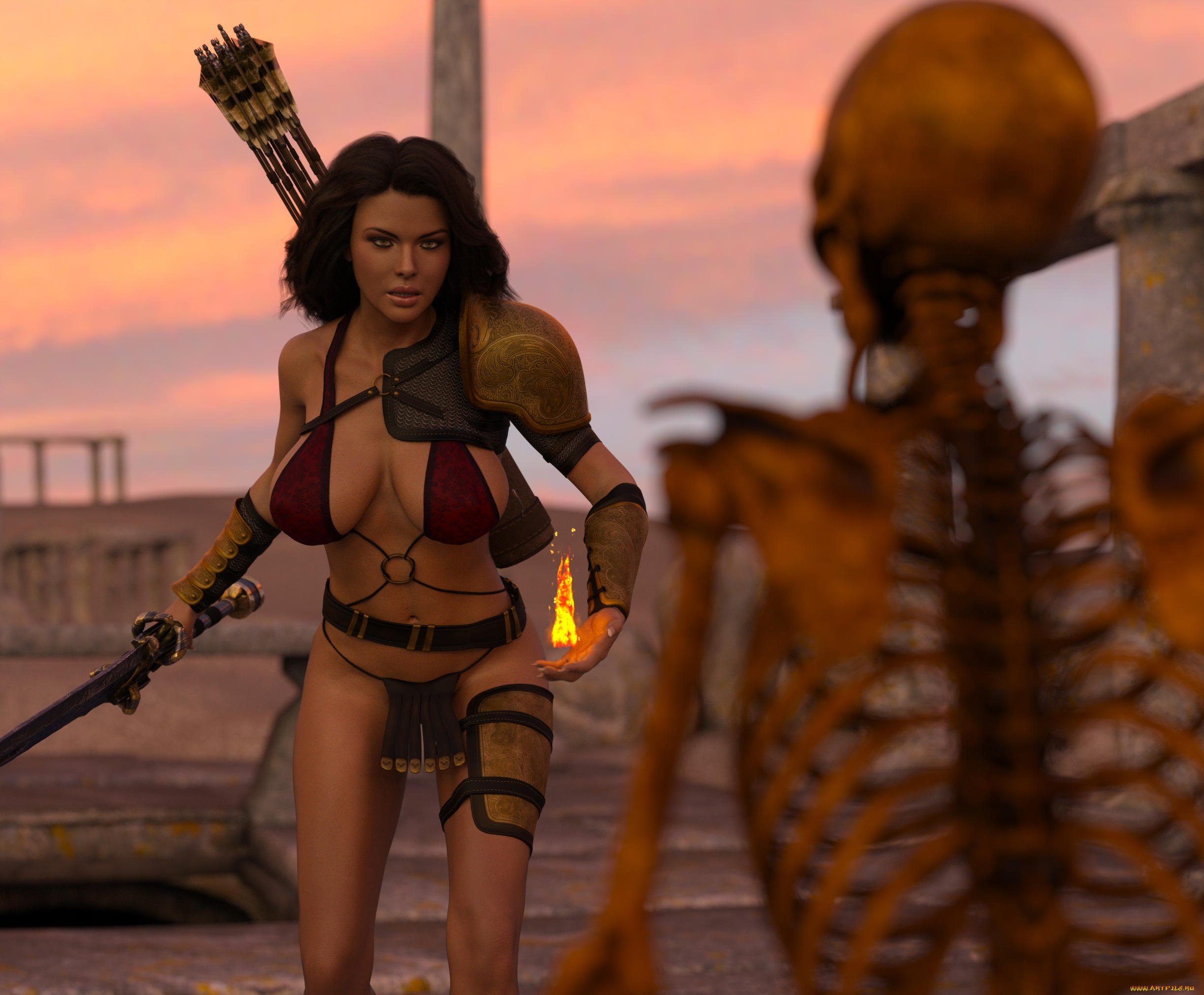 3д, графика, фантазия, , fantasy, фон, взгляд, девушка