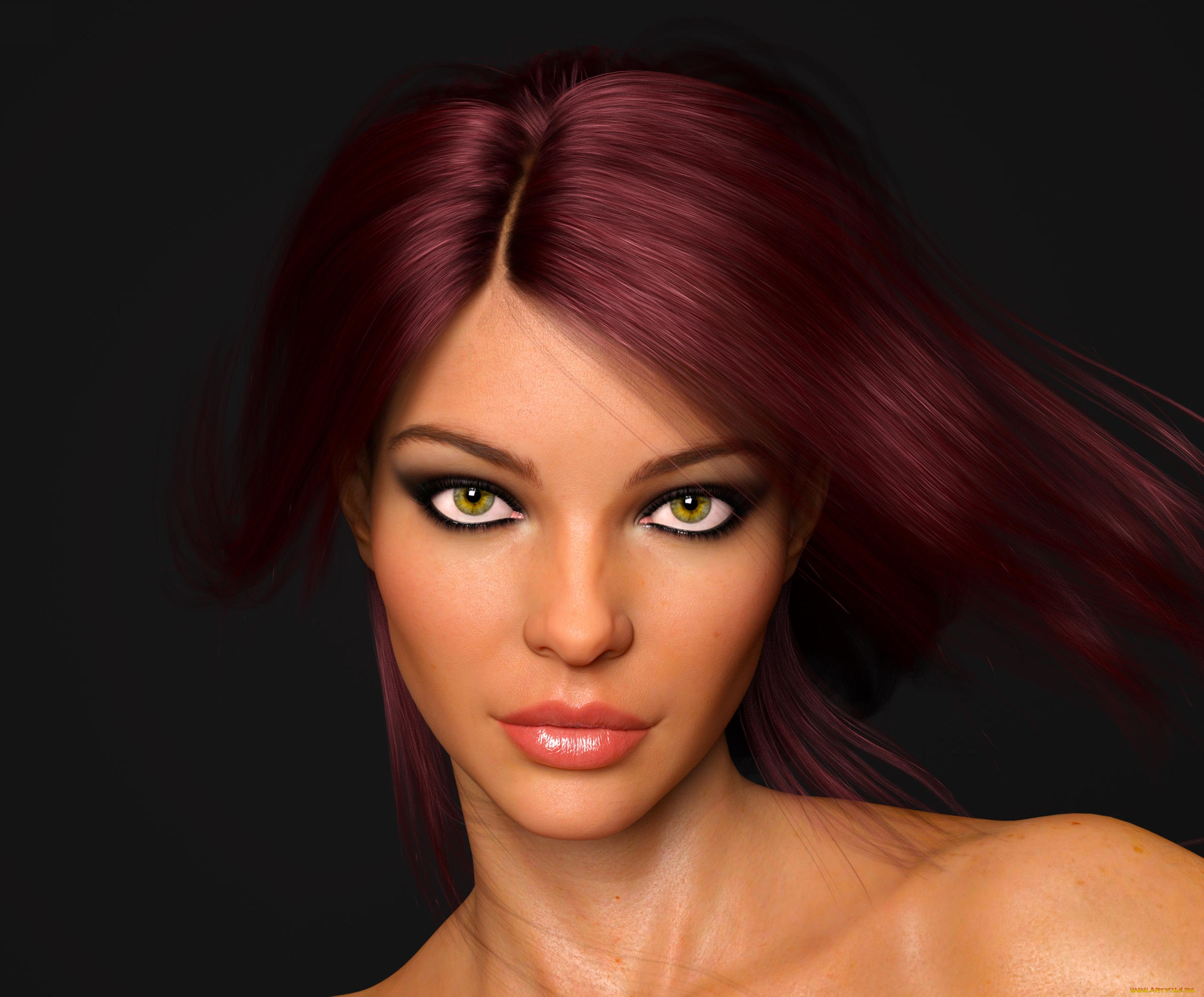 3д, графика, портрет, , portraits, взгляд, девушка, фон