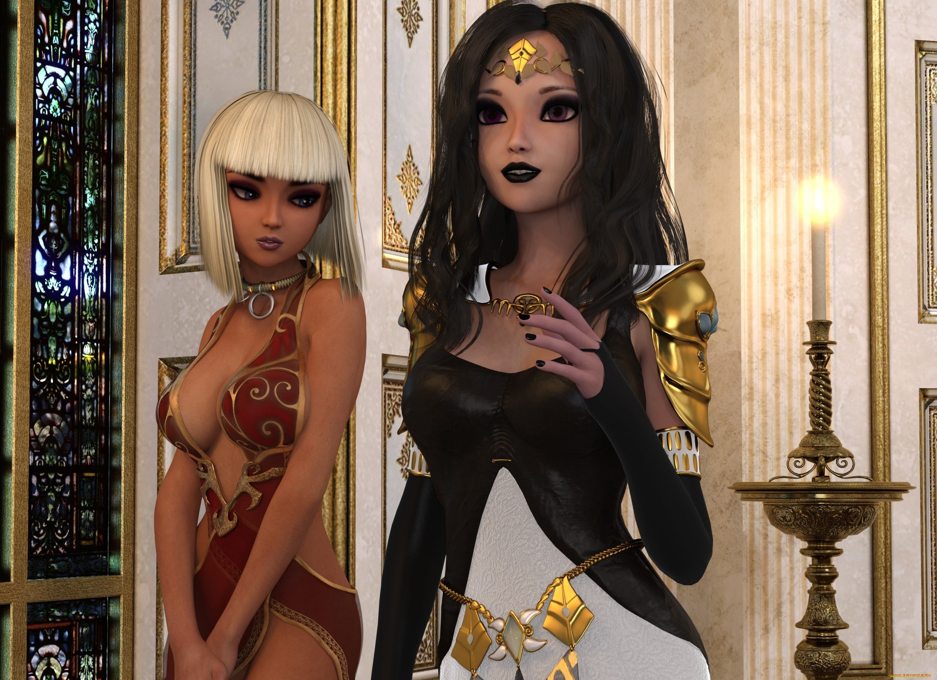 3д, графика, люди, , people, девушки, взгляд, фон