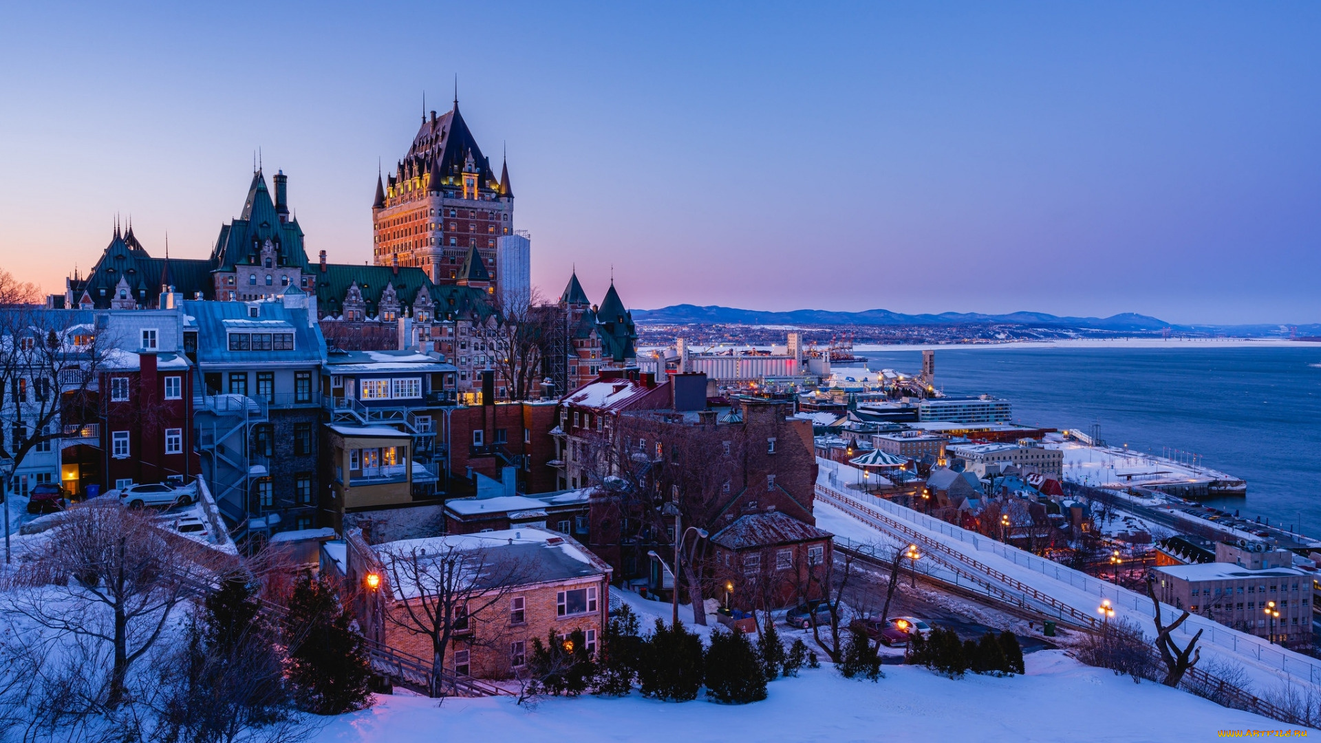 chateau, frontenac, города, квебек, , канада, chateau, frontenac