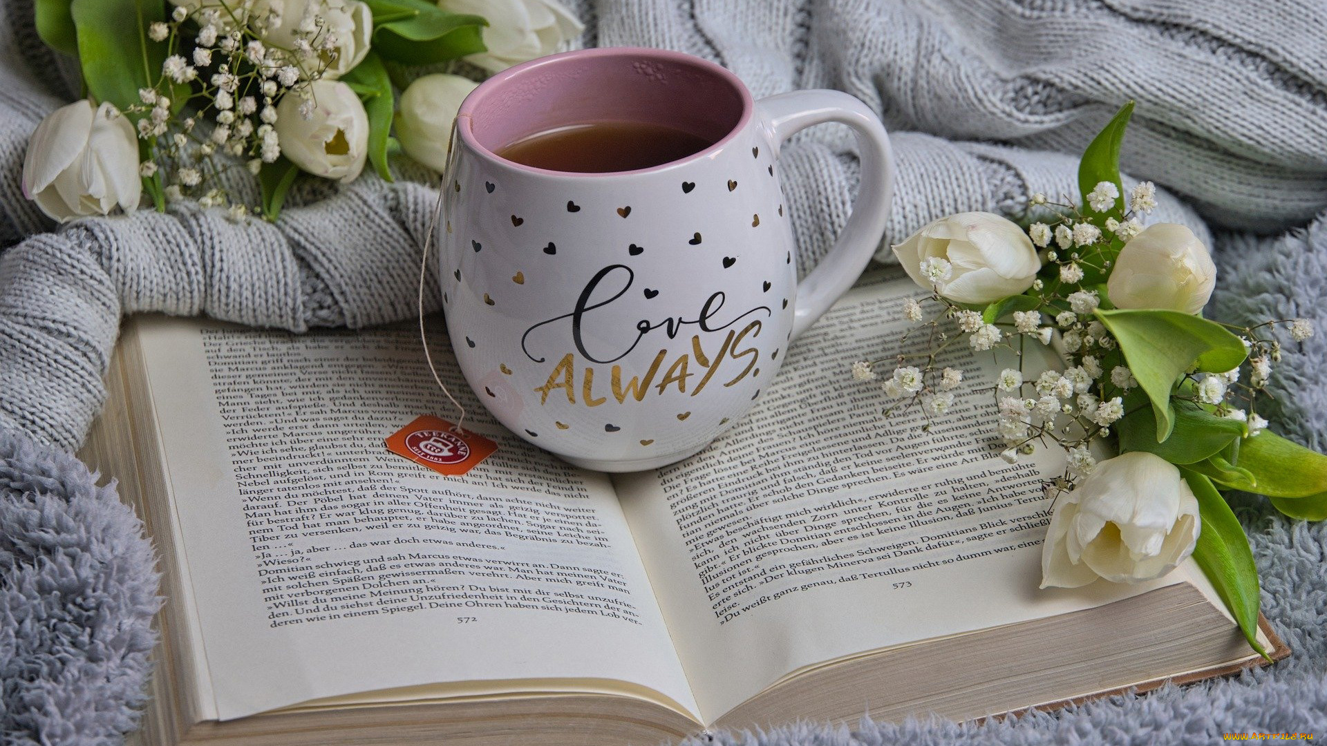 еда, напитки, , чай, книга, тюльпаны, чай, кружка