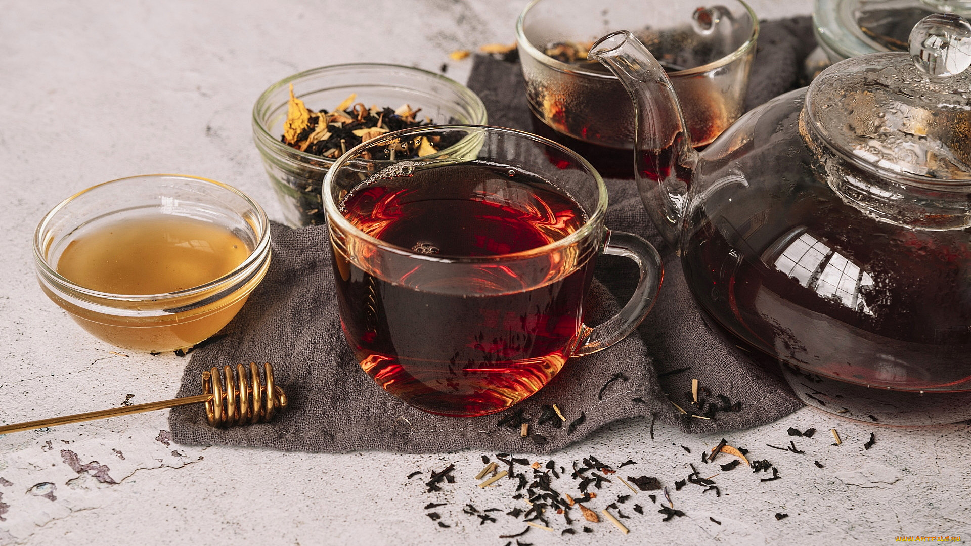 еда, напитки, , чай, мед, чайник, чай, заварка