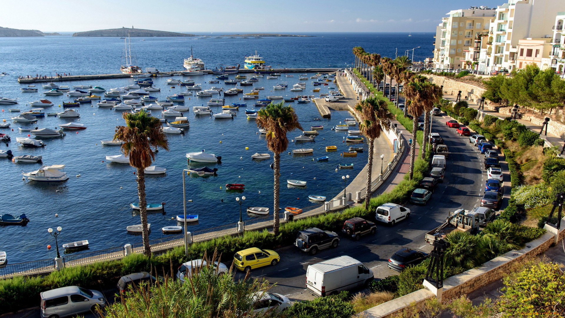 города, валетта, , мальта, гавань, набережная