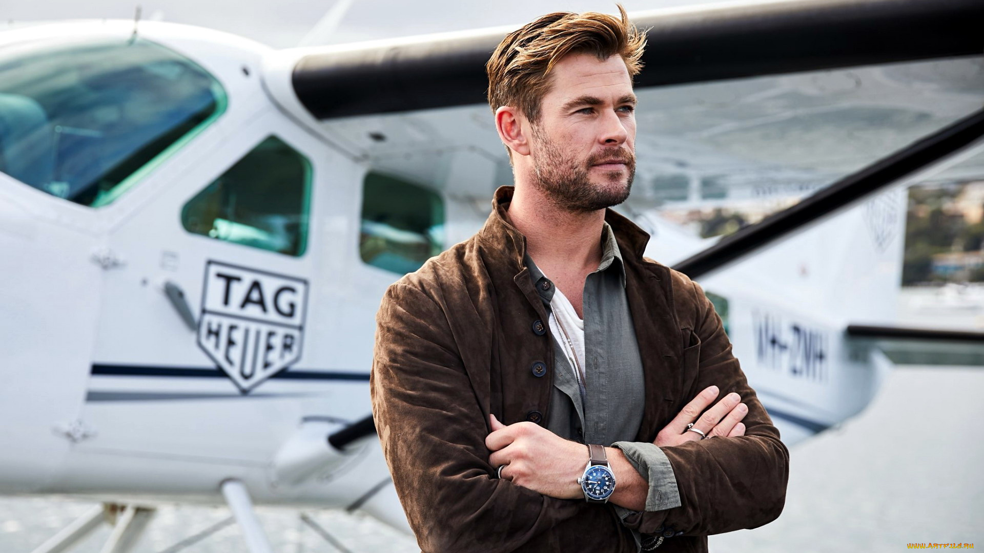 мужчины, chris, hemsworth, усы, бородка, часы