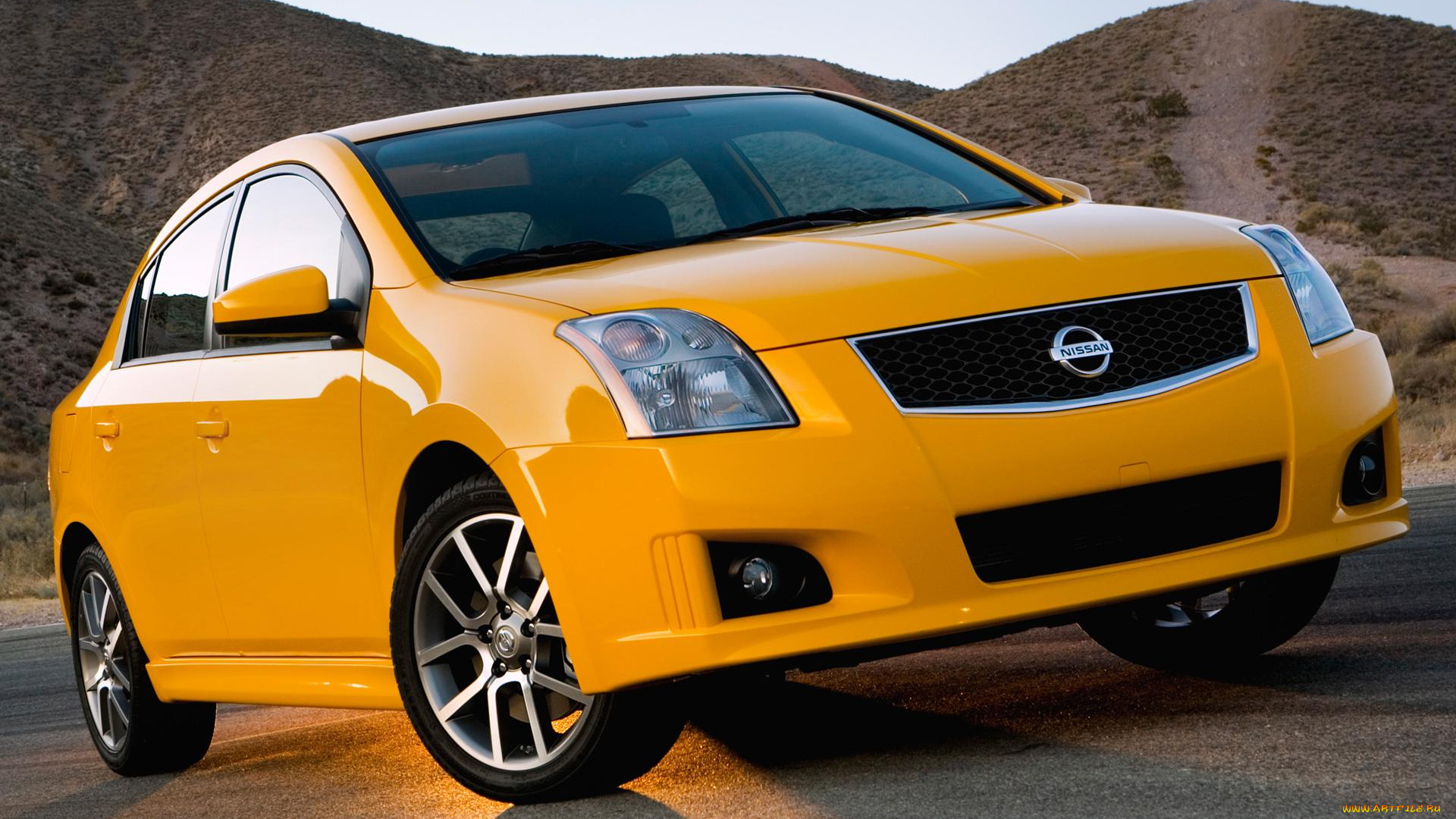 nissan, sentra, se-r, автомобили, nissan, datsun, ниссан, желтый, горы, дорога