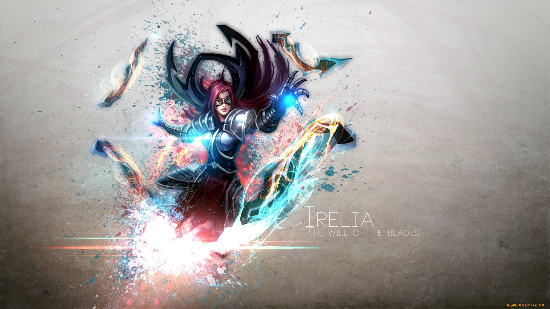 видео, игры, league, of, legends, irelia, девушка, магия