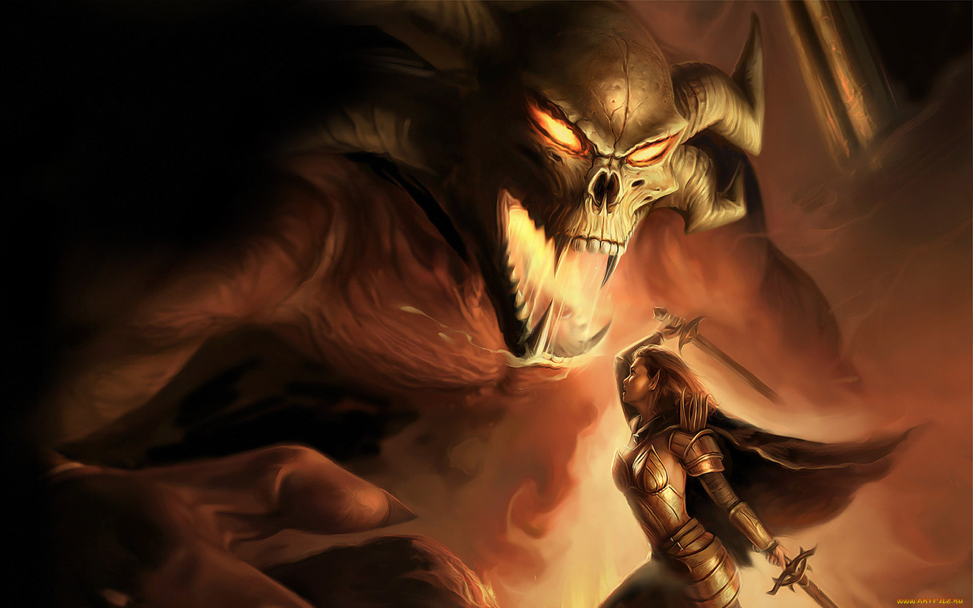 видео, игры, neverwinter, nights, демон, девушка, оружие, бой