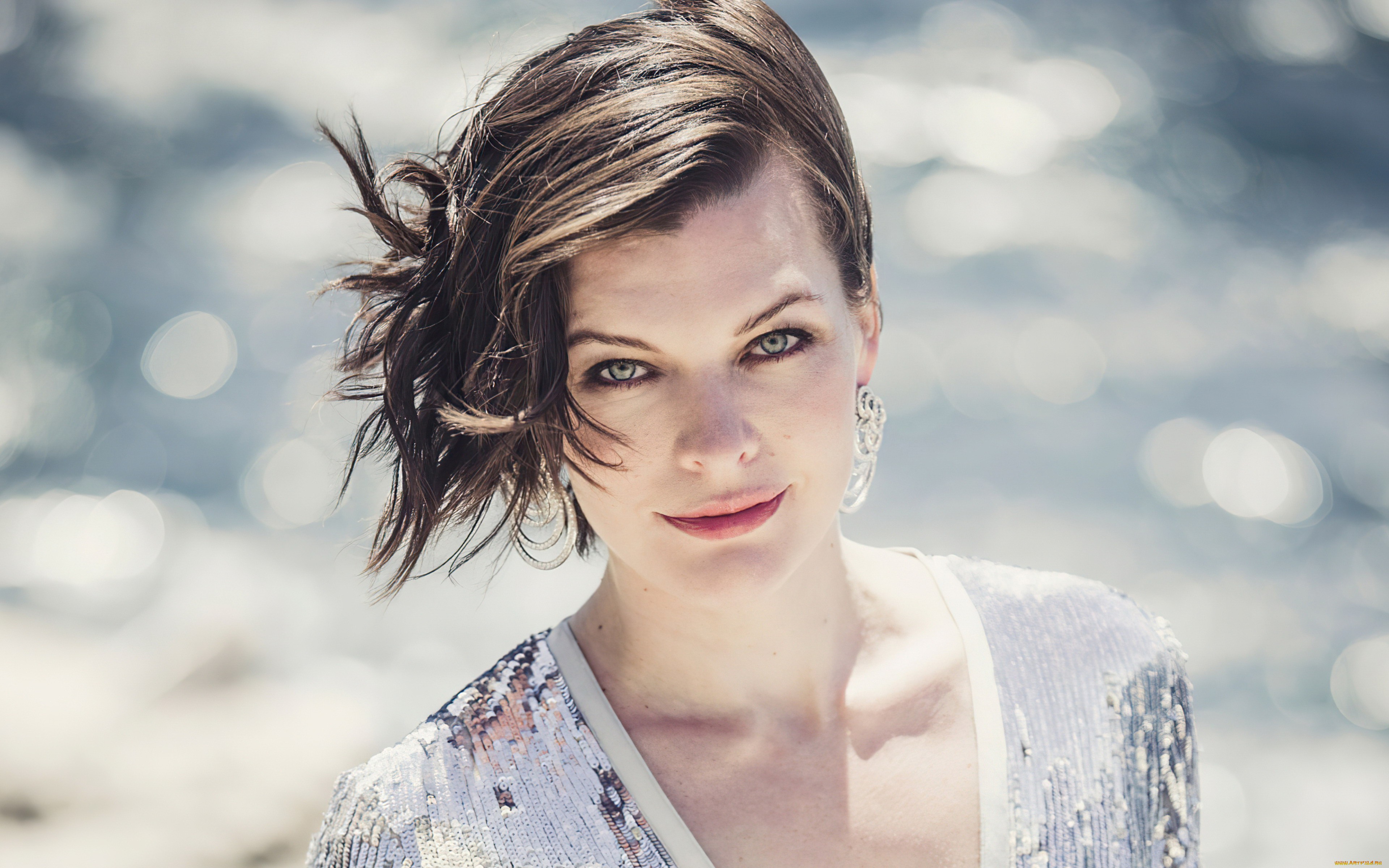 девушки, milla, jovovich, актриса, шатенка, лицо