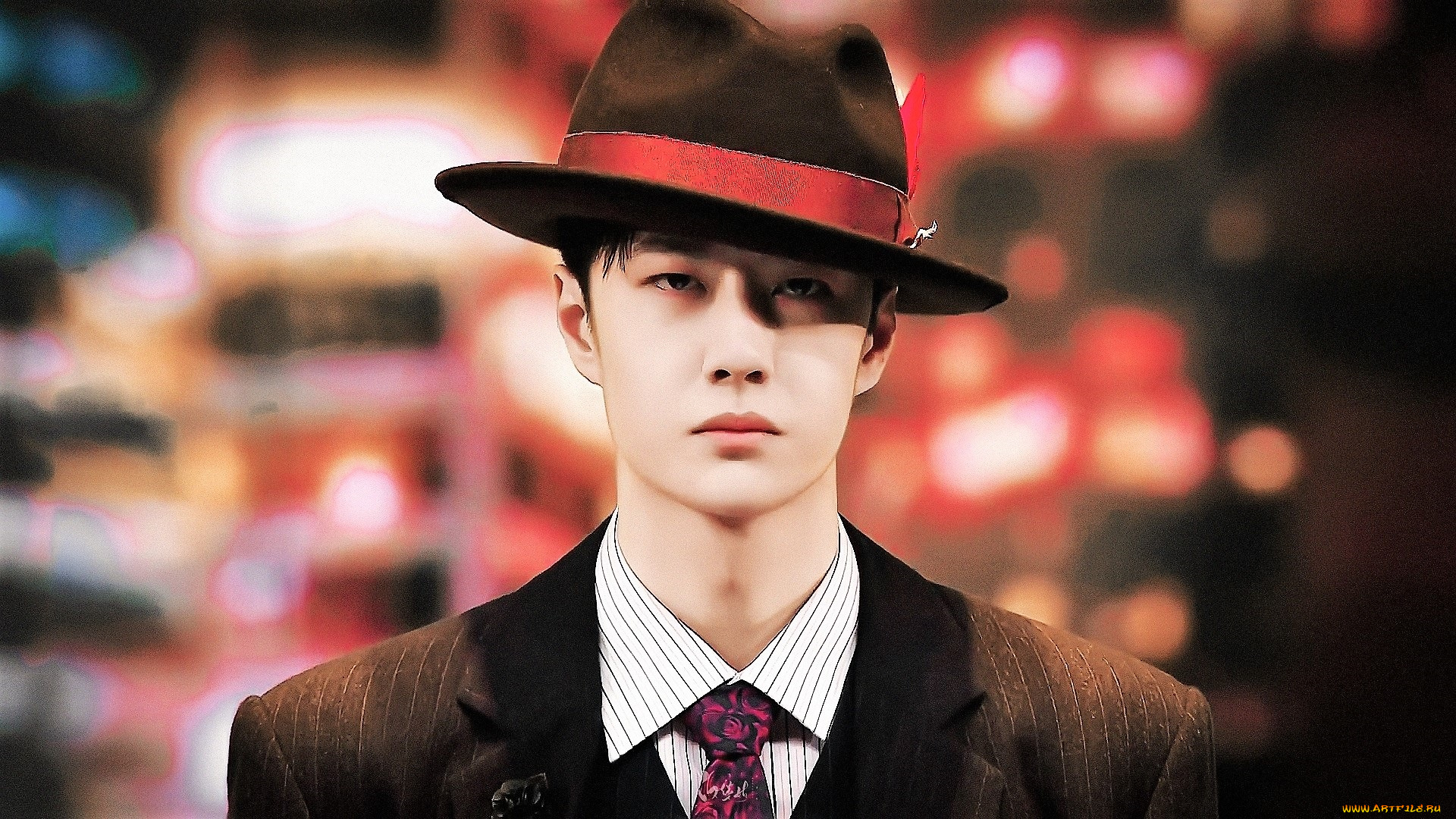 мужчины, wang, yi, bo, певец, танцор, шляпа, костюм