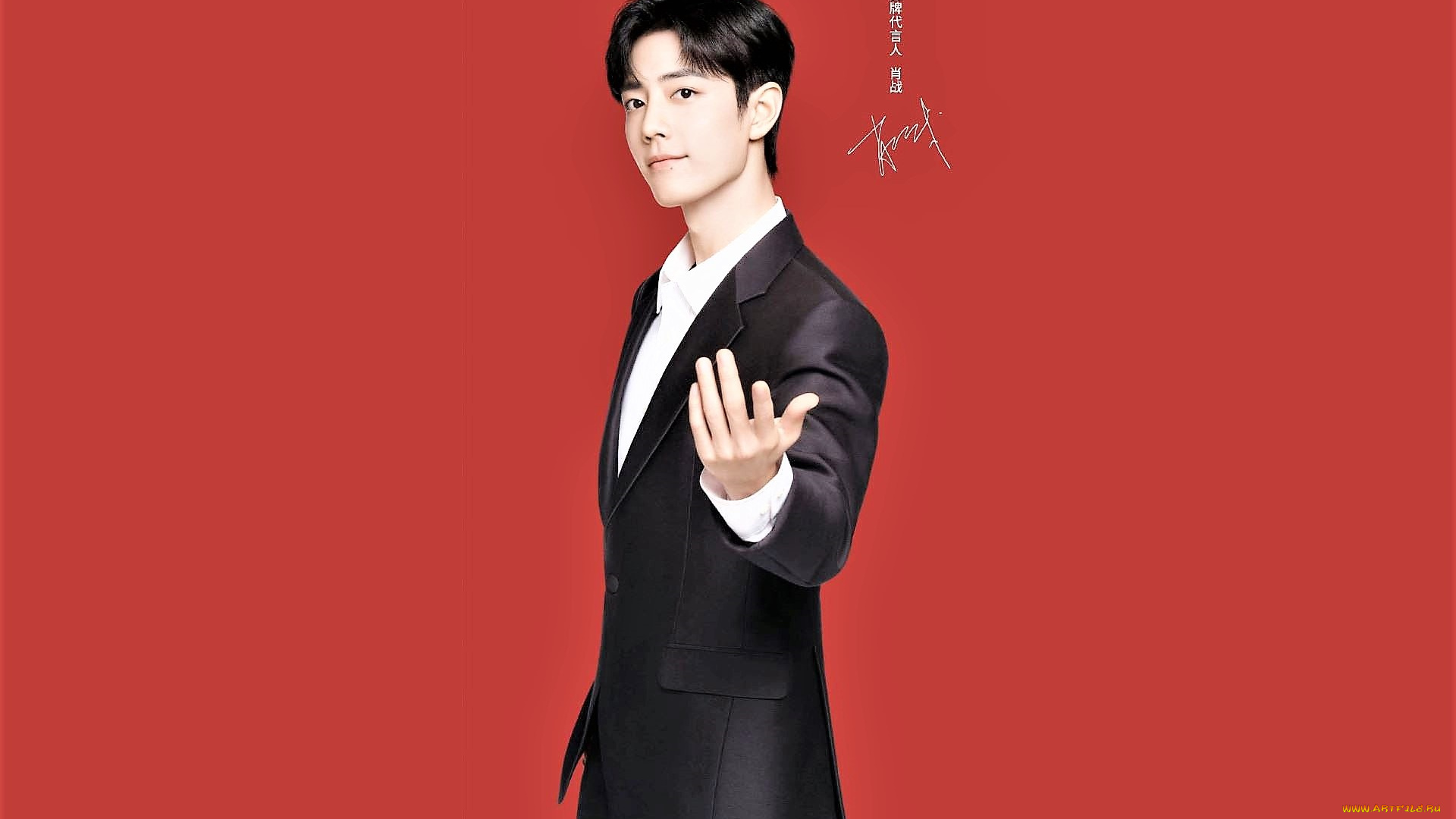 мужчины, xiao, zhan, костюм, жест